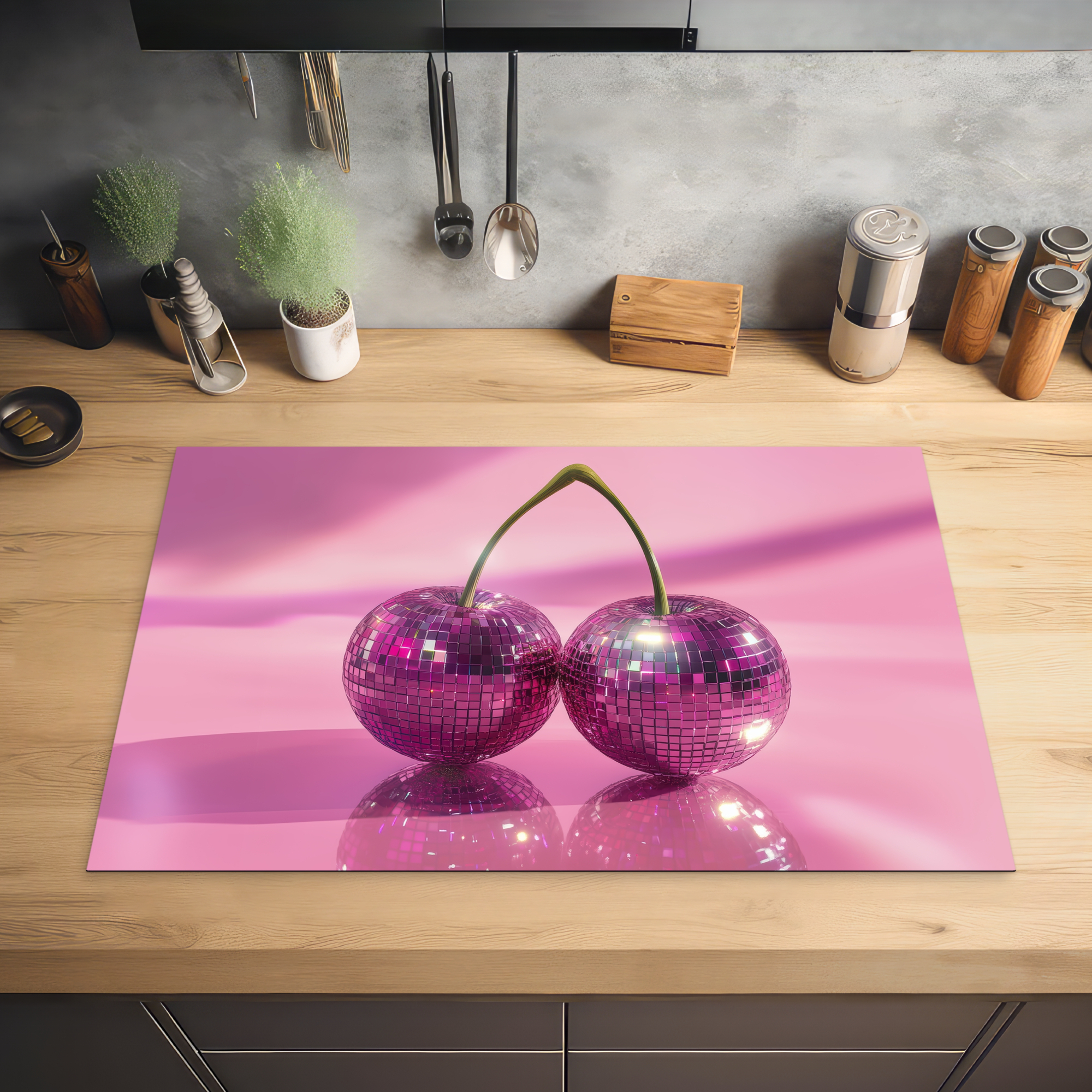 Inductiebeschermer - Glitter - Discobol - Roze - Kersen-2