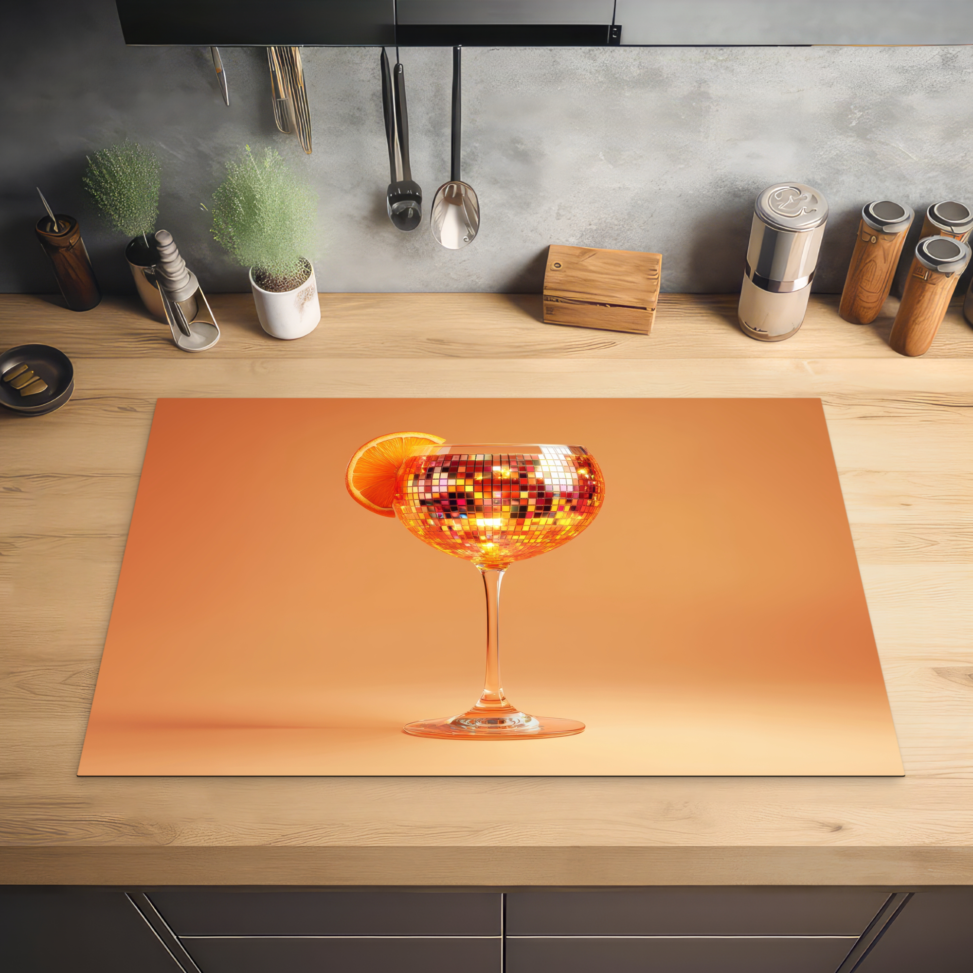 Inductiebeschermer - Drank - Oranje - Glitter - Disco-2