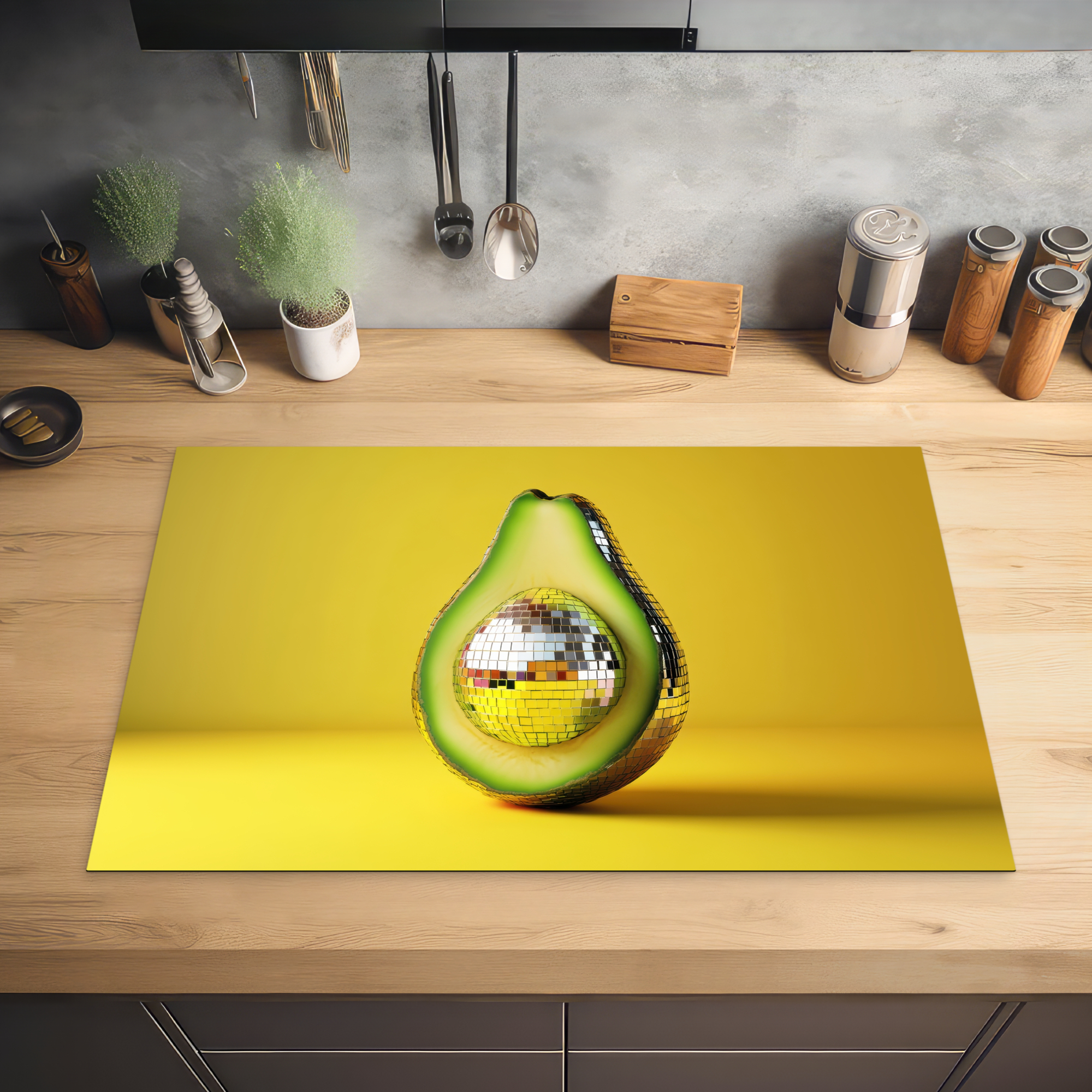 Inductiebeschermer - Avocado - Discobal - Geel - Glitter-2