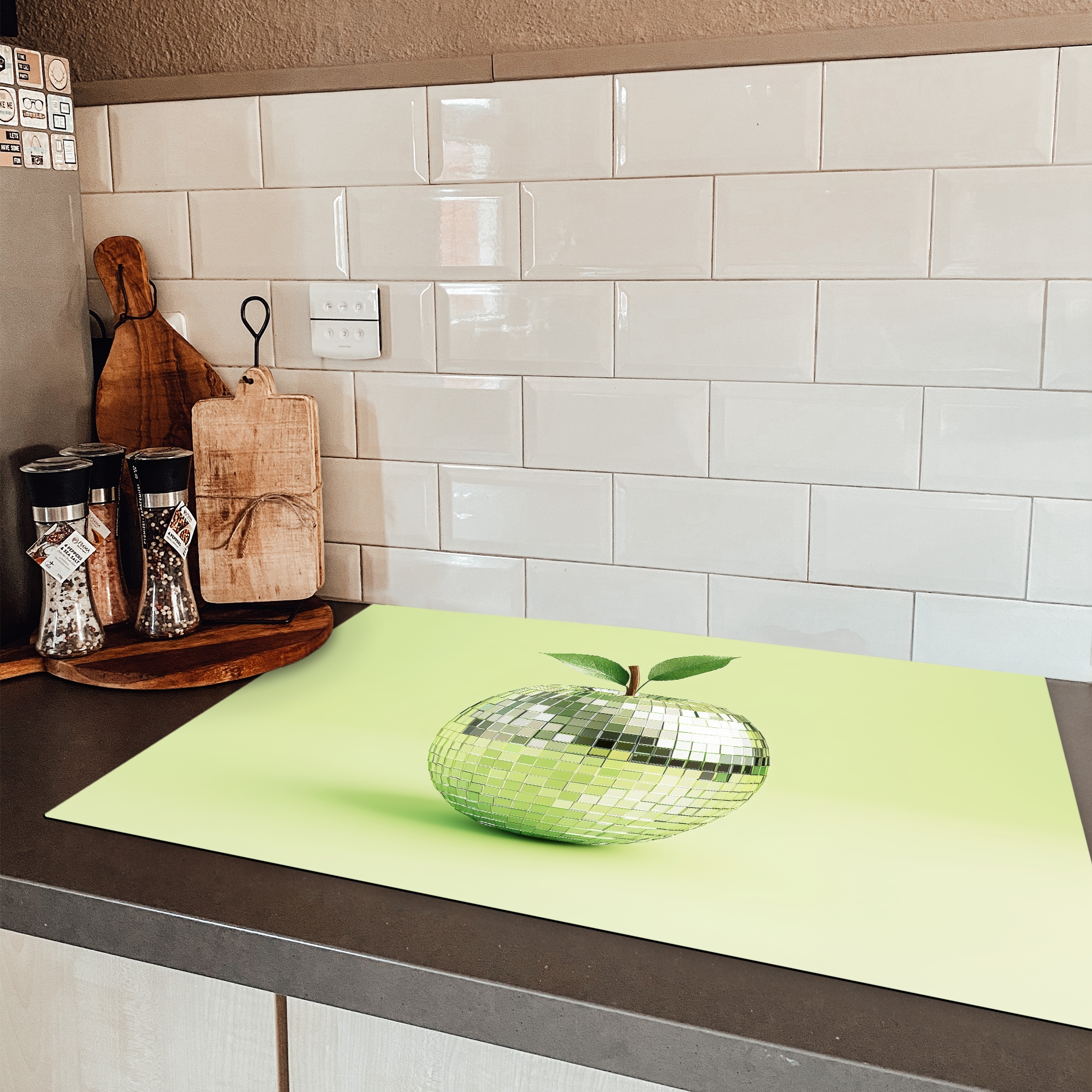 Inductiebeschermer - Groen - Disco - Decoratie - Appel-3