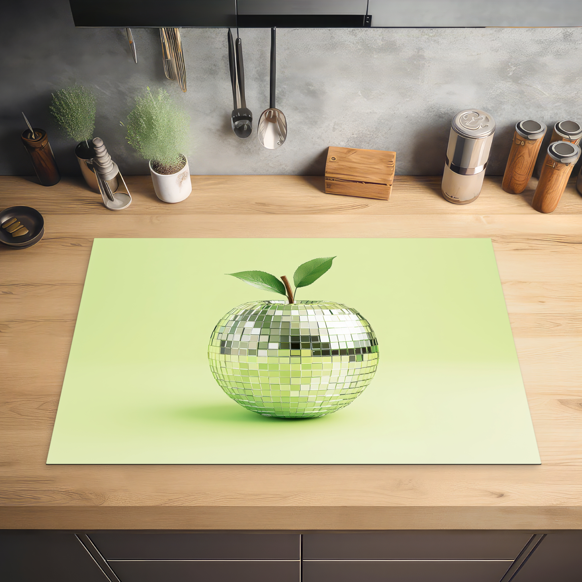 Inductiebeschermer - Groen - Disco - Decoratie - Appel-2