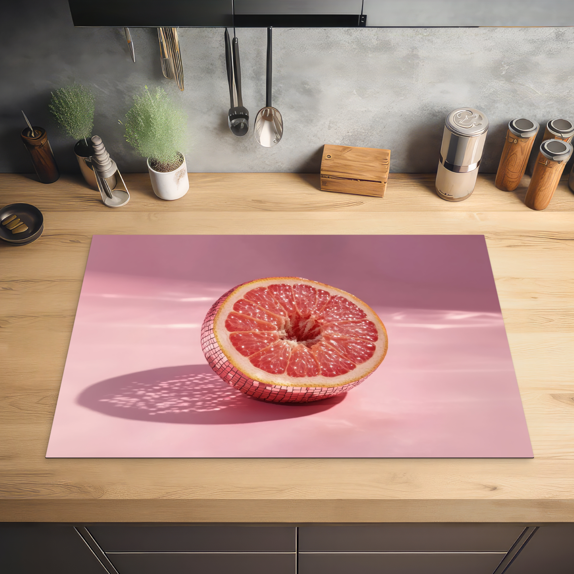 Inductiebeschermer - Grapefruit - Roze - Disco - Shiny-2