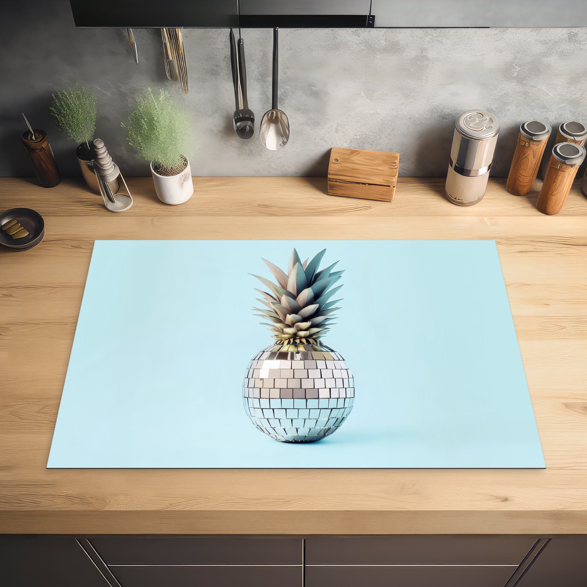 Inductiebeschermer - Blauw - Ananas - Disco - Discobal-2