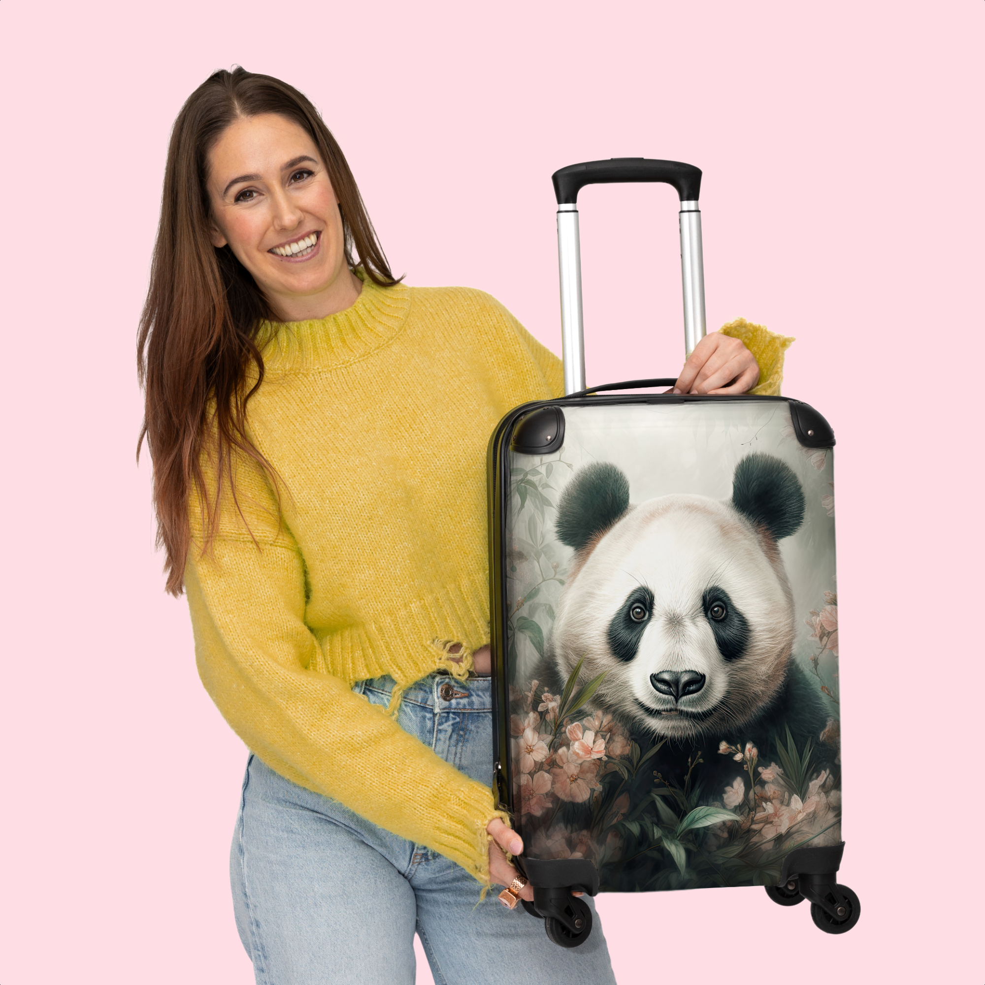 Koffer - Panda - Dieren - Bloemen - Planten-4