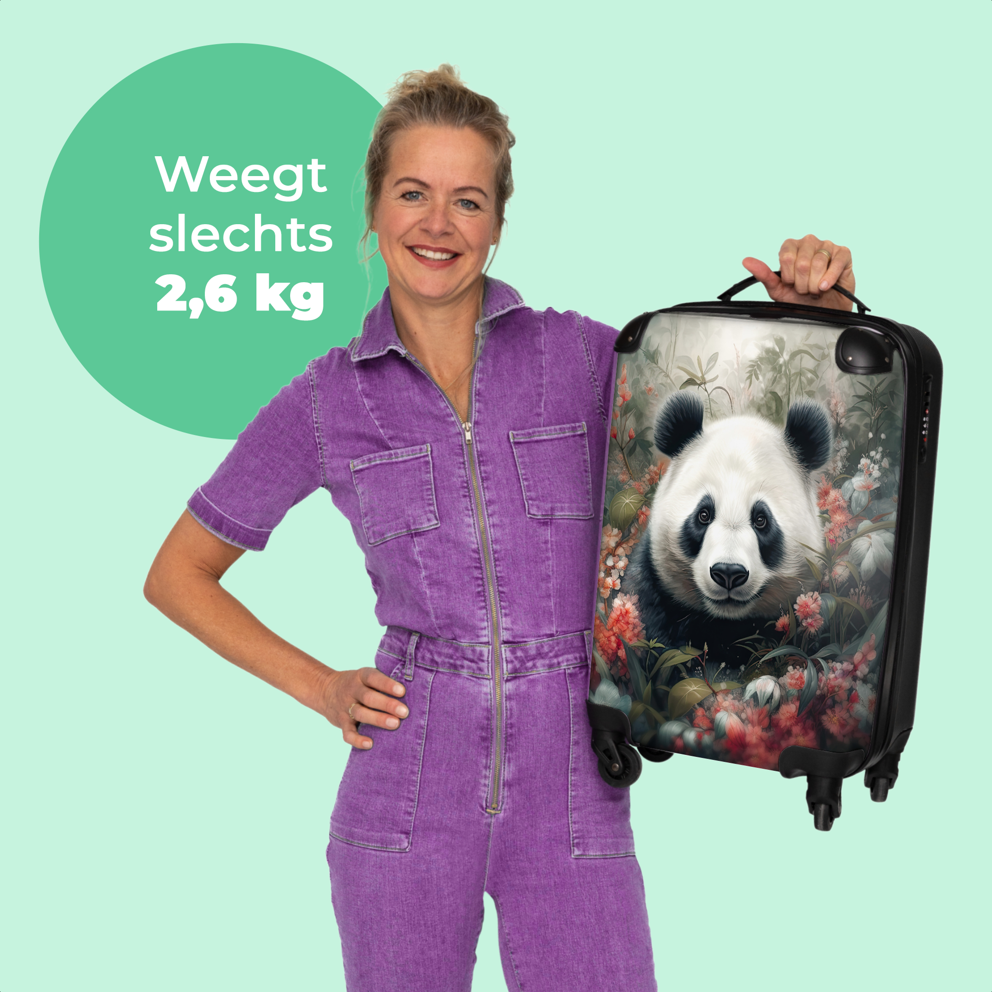 Koffer - Panda - Wilde dieren - Bloemen - Natuur-4