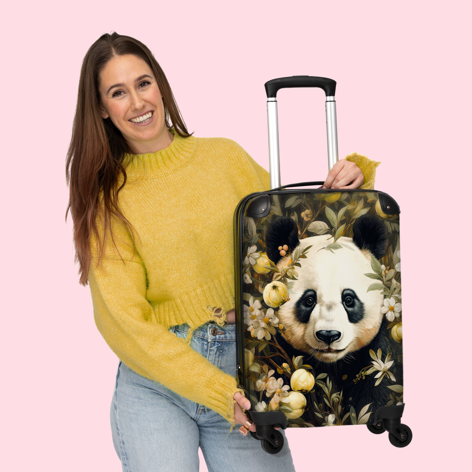 Koffer - Panda - Pandabeer - Wilde dieren - Natuur - Bloemen-thumbnail-3