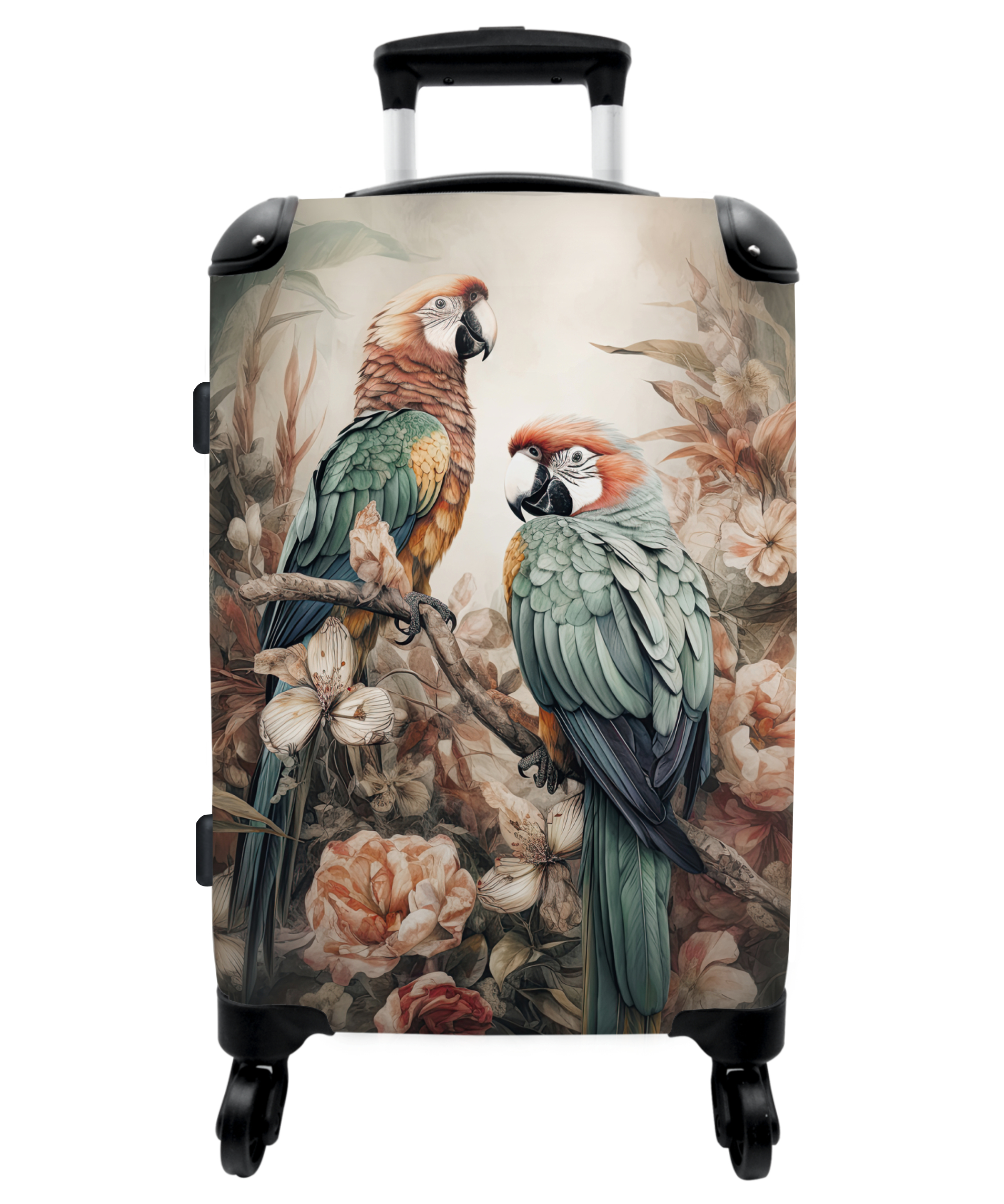Koffer - Papegaaien - Vogels - Natuur - Bloemen-thumbnail-1