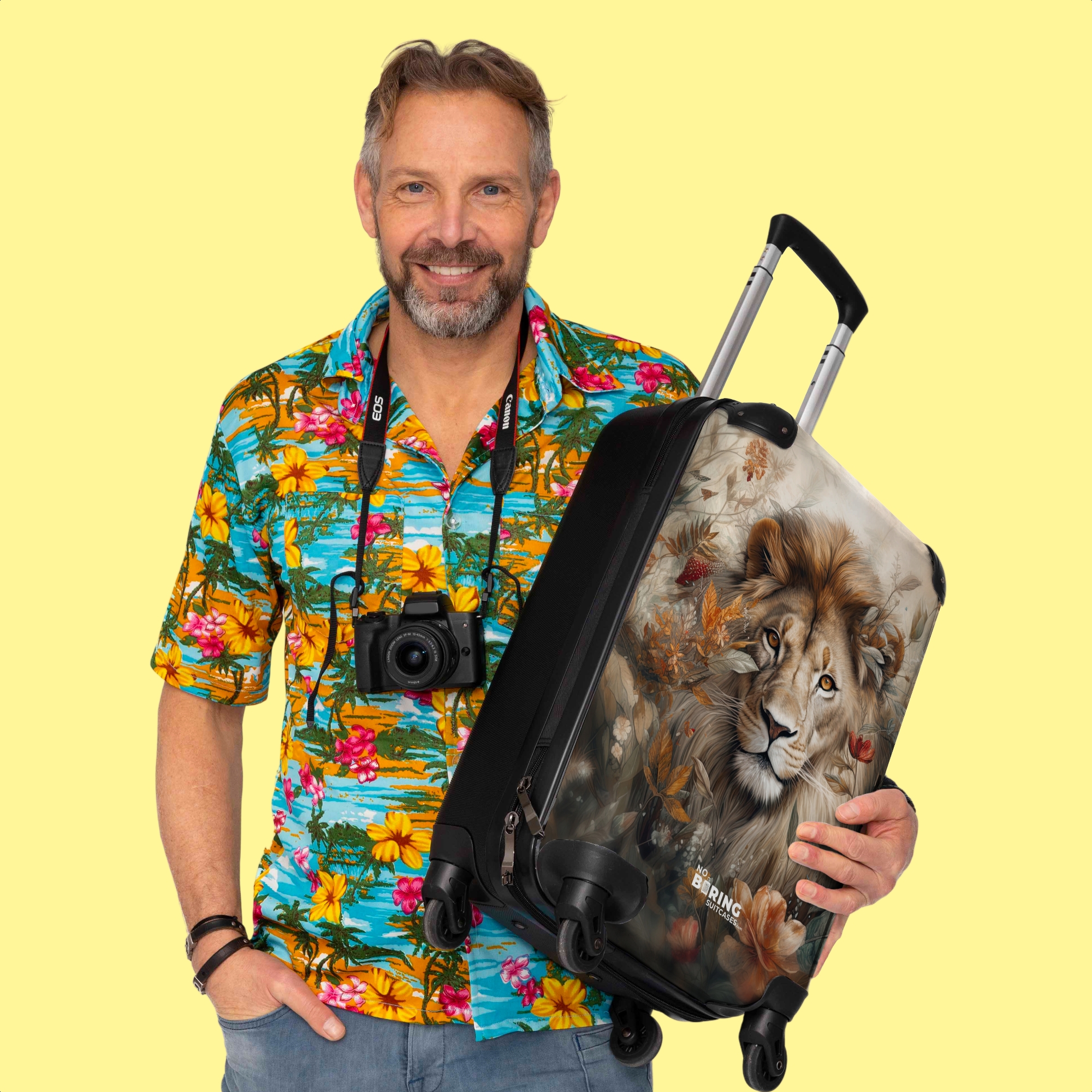Koffer - Gedetailleerd portret van een leeuw in de natuur-3