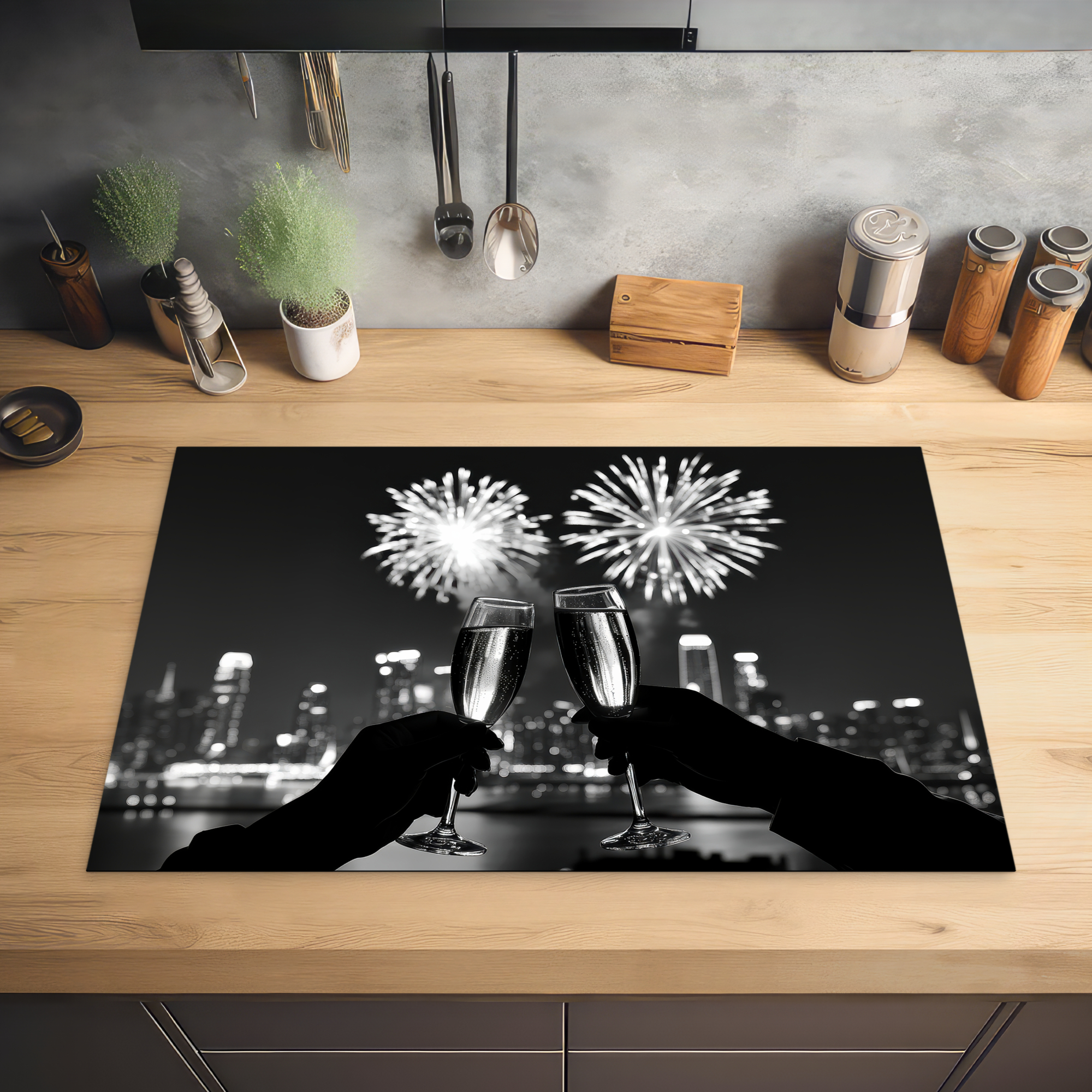 Inductiebeschermer - Vuurwerk - Proosten - Skyline - Champagne-2