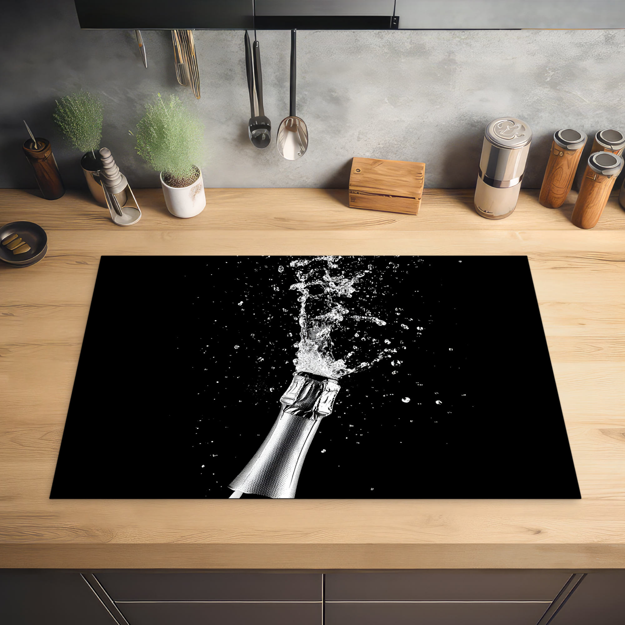 Inductiebeschermer - Champagne - Zwart - Spetters - Popping-2