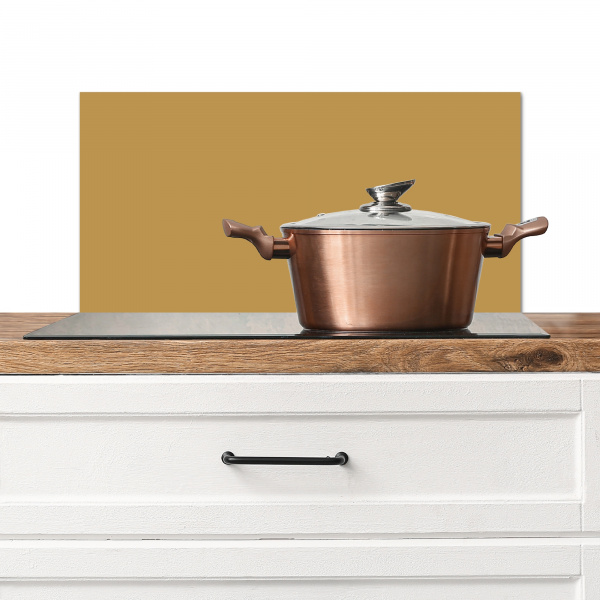 Spatscherm keuken - Okergeel - Kleur - Herfst - Geel - Effen - Kleuren