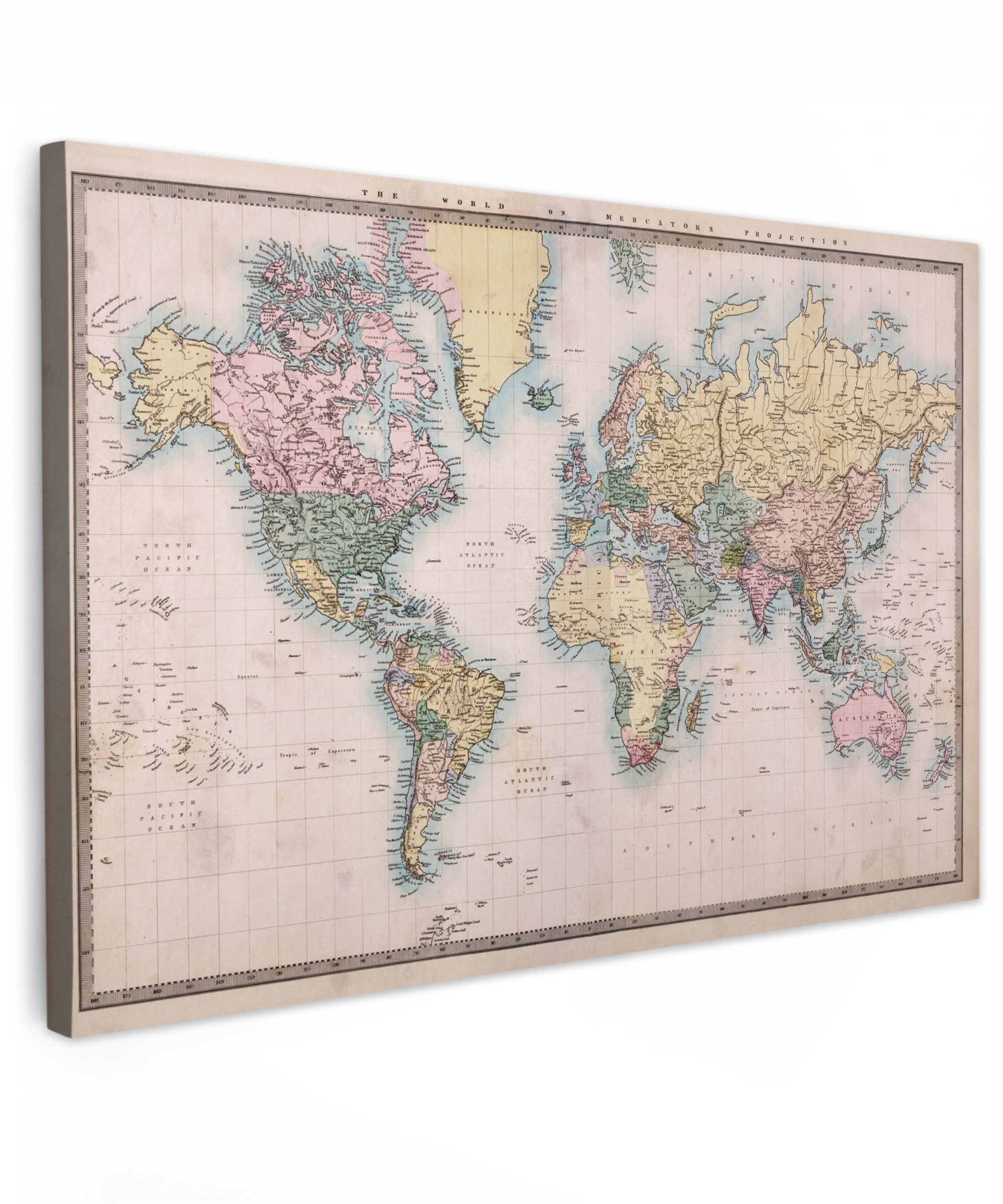Canvas - Wereldkaart - Vintage - Wereld