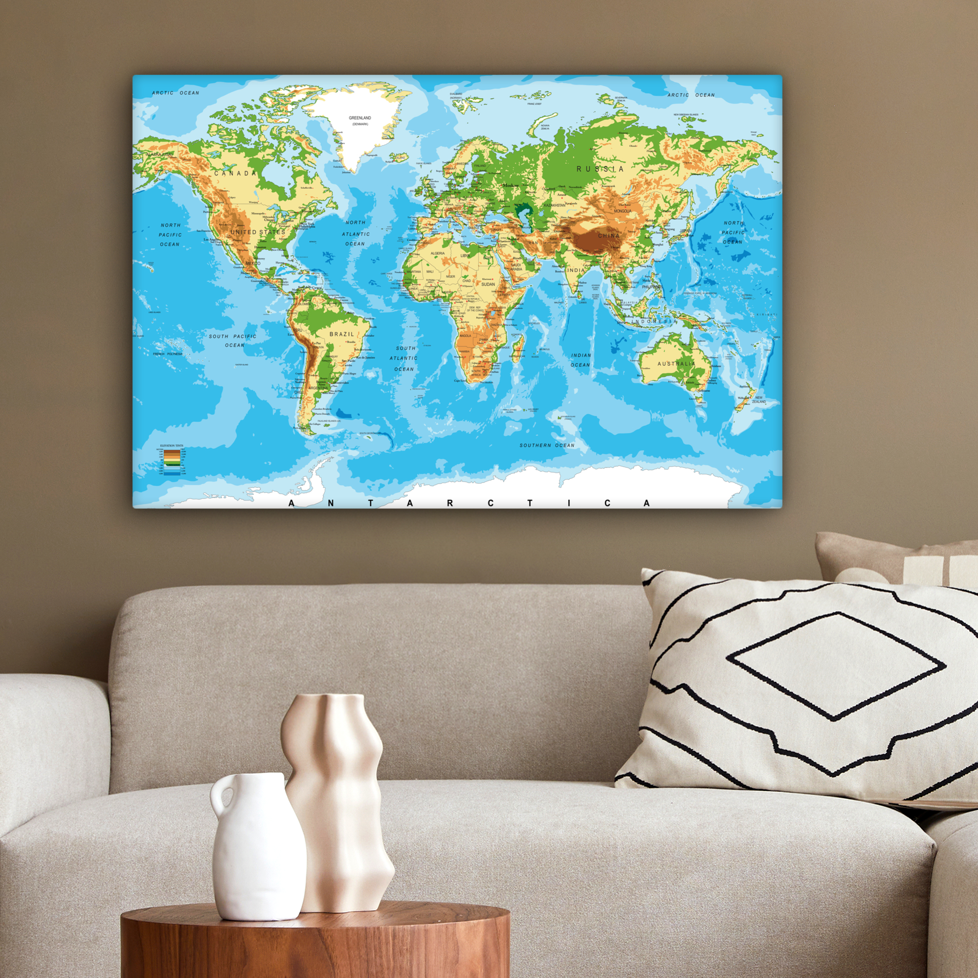 Canvas - Wereldkaart - Atlas - Kleuren-2