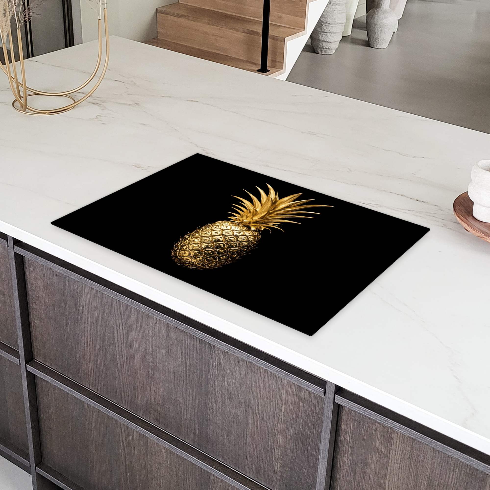 Inductiebeschermer - Ananas - Zwart - Goud - Luxe-4