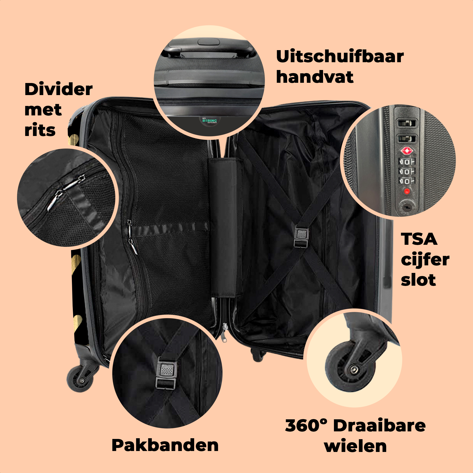 Koffer - Hartje - Goud - Luxe - Zwart - Patronen-2