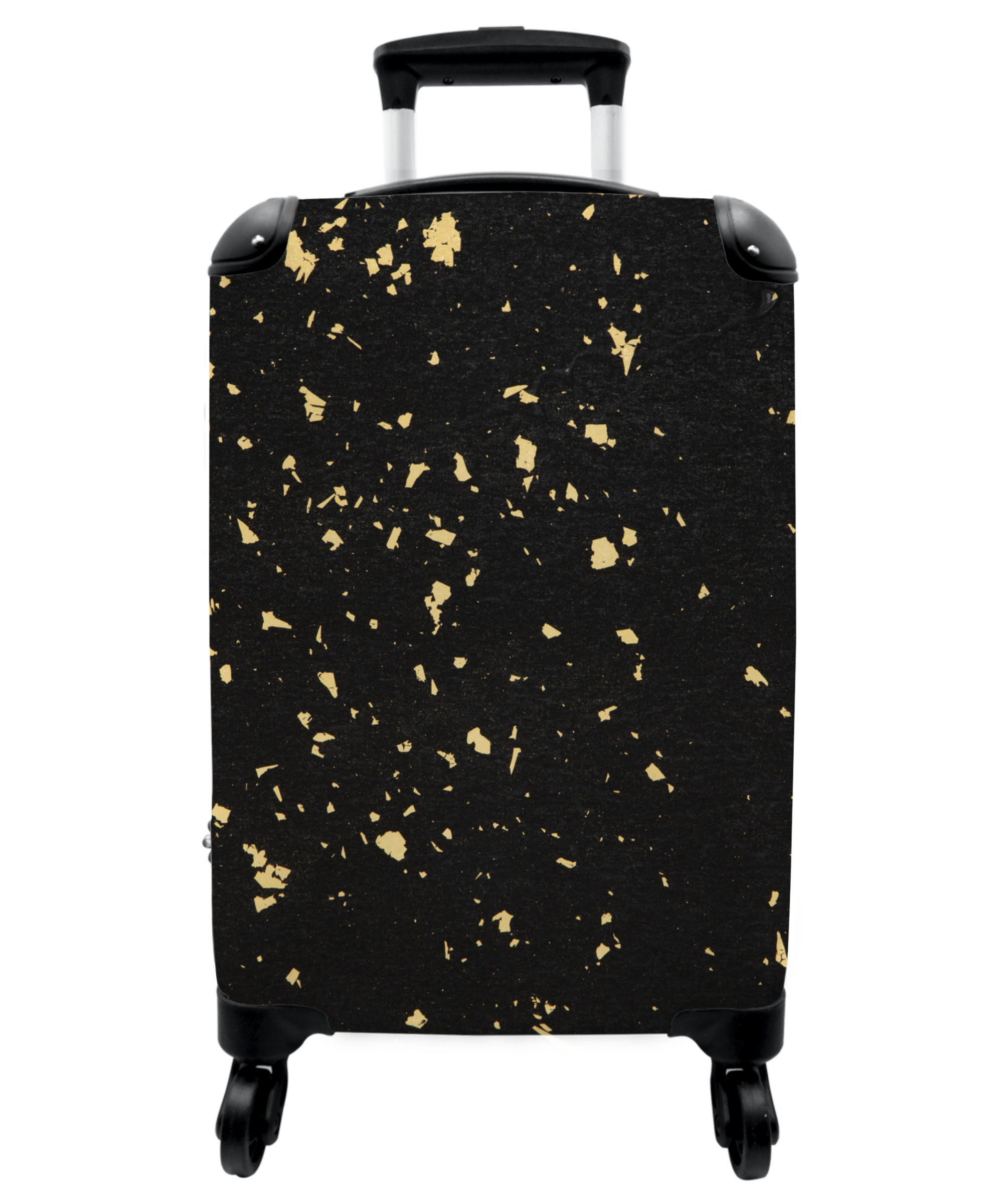 Koffer - Gouden vlokken op een zwarte achtergrond