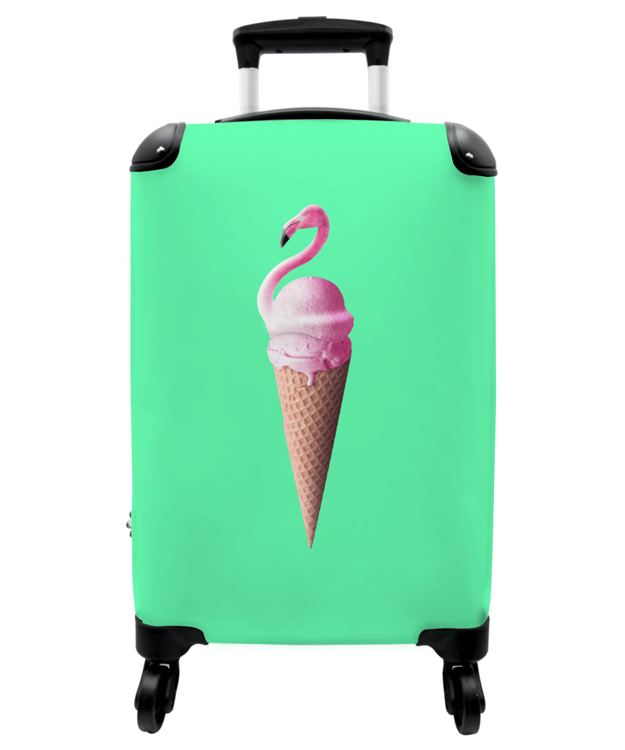 Koffer - IJshoorntjes - IJs - Flamingo - Roze - Groen-1