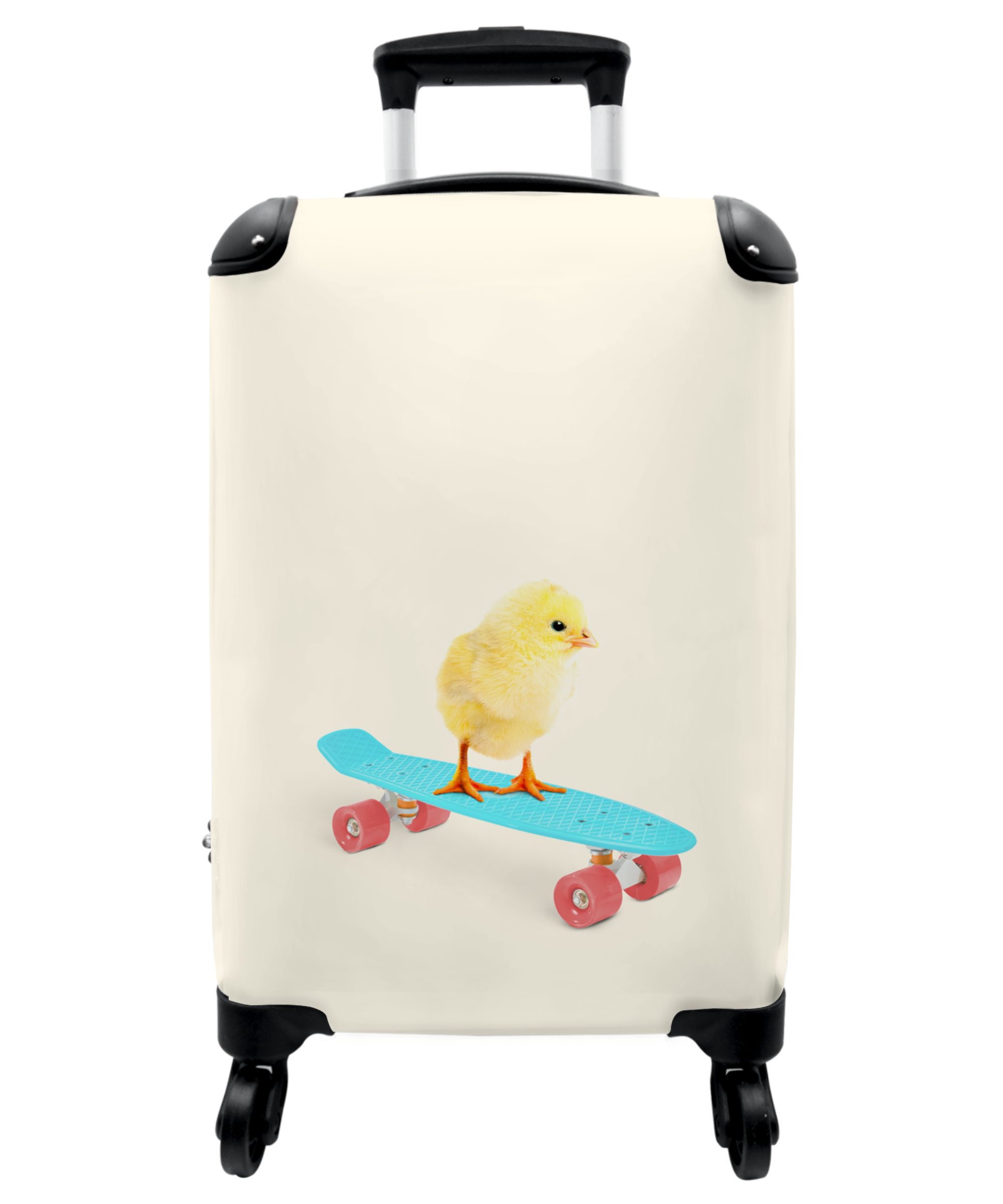 Koffer - Kuiken - Geel - Skateboard - Blauw - Dieren