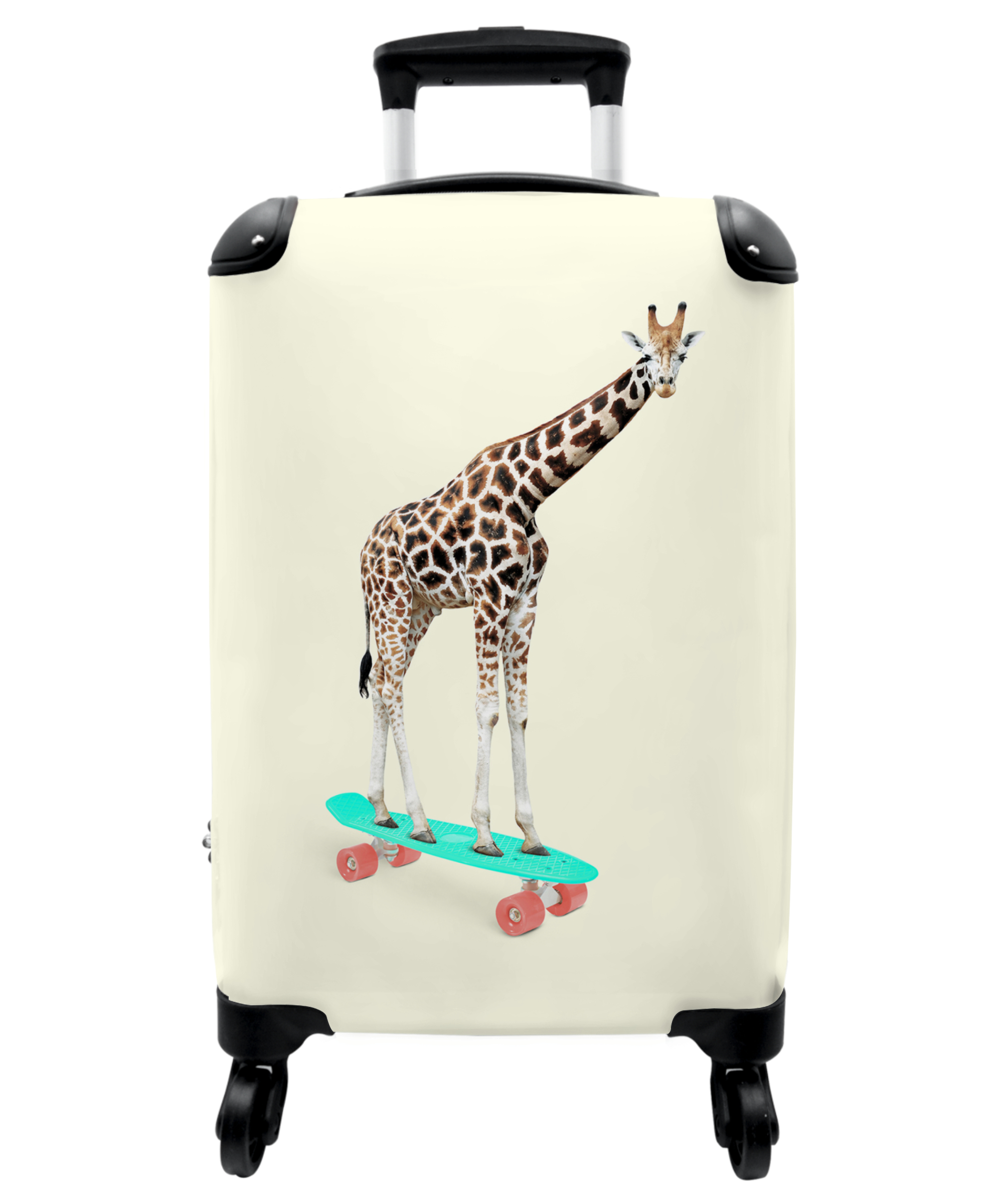 Koffer - Giraffe - Patroon - Skateboard - Roze - Dieren