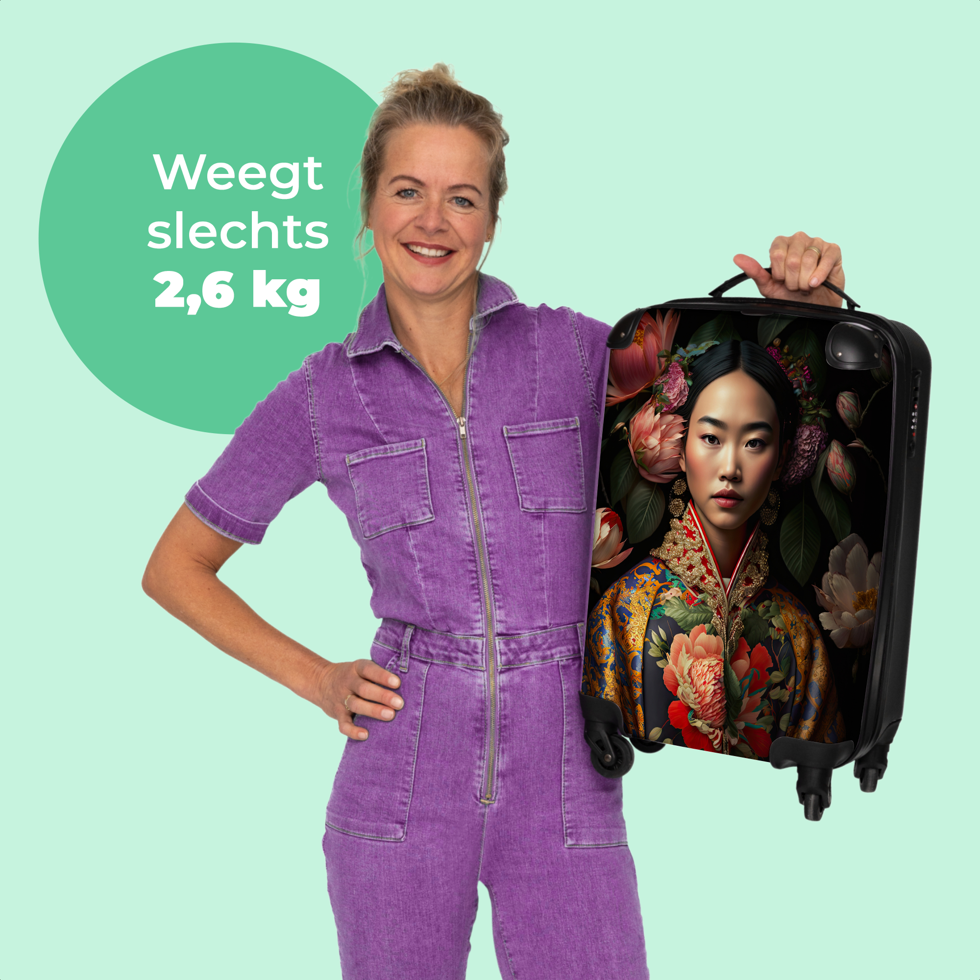 Koffer - Vrouw - Asian - Kimono - Bloemen - Portret-thumbnail-4