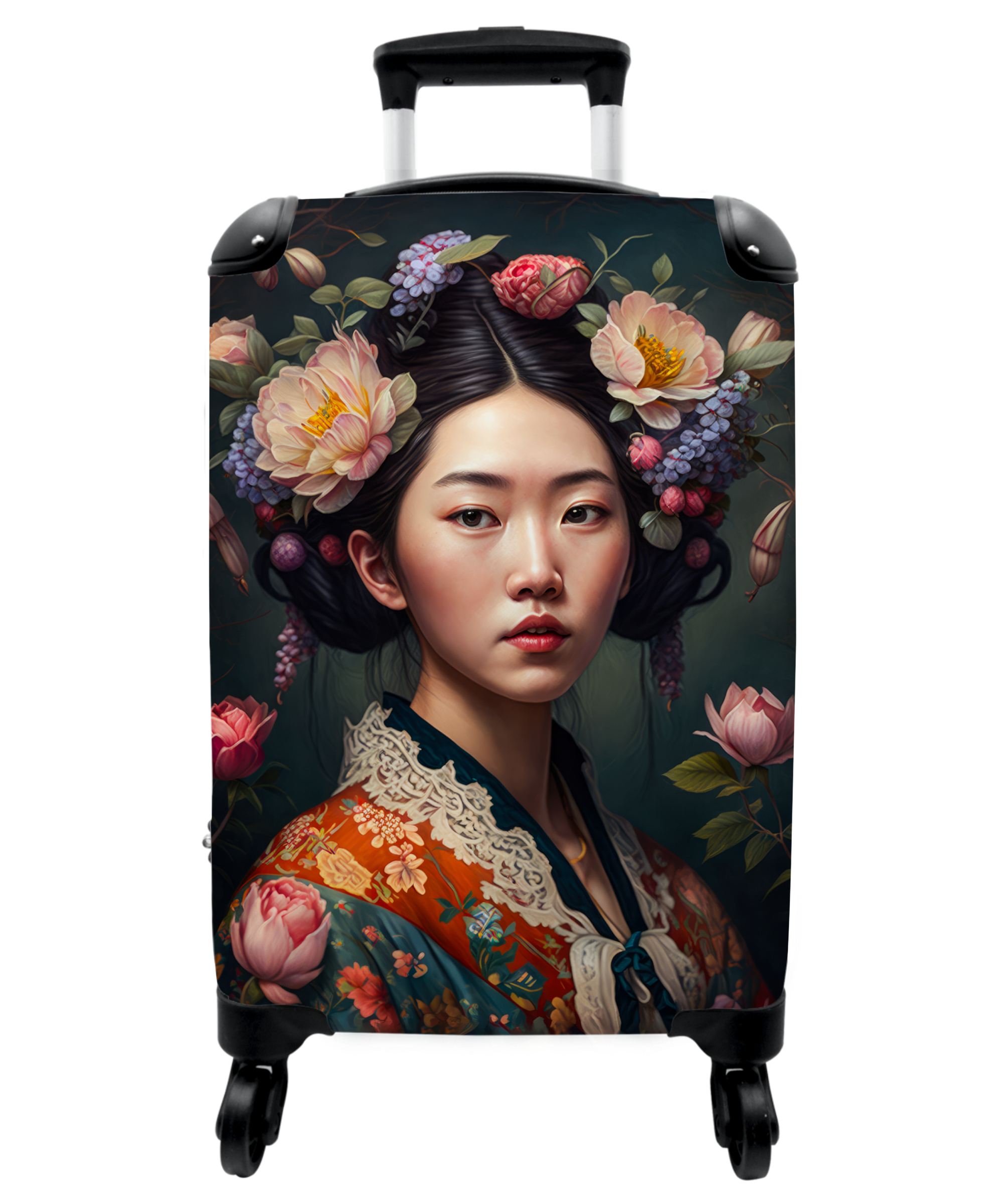 Koffer - Vrouw - Bloemen - Kimono - Portret - Asian