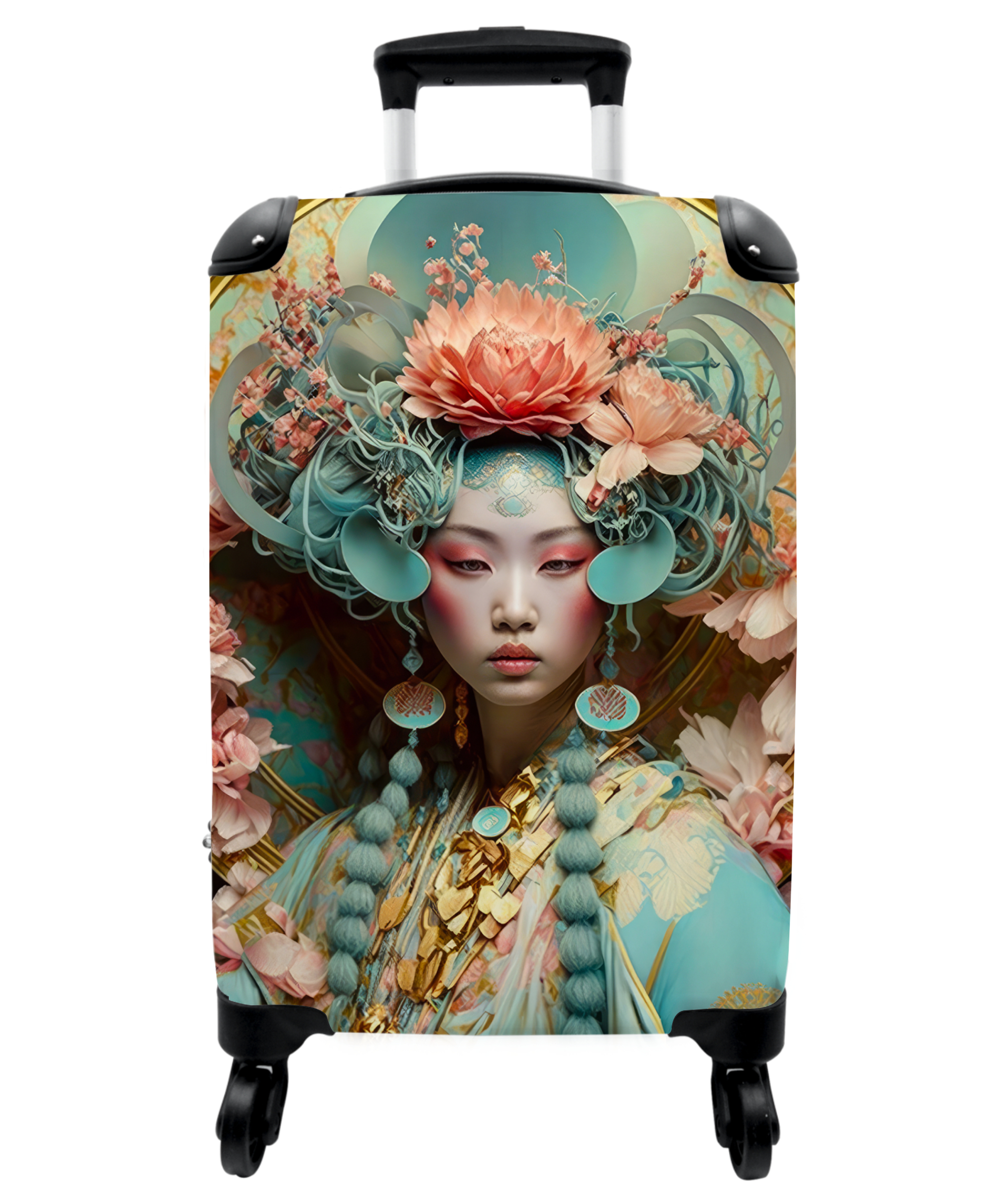 Koffer - Vrouw - Bloemen - Roze - Portret - Aziatisch-1