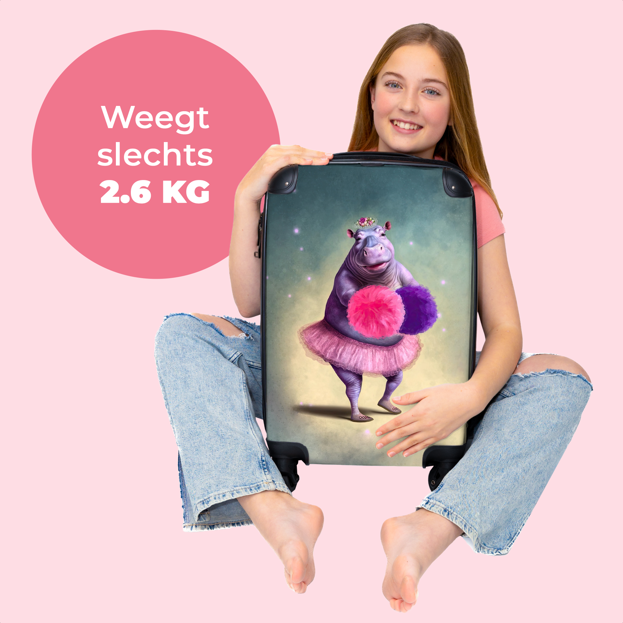 Koffer - Nijlpaard - Bloemen - Ballerina - Pompons - Portret - Kids-thumbnail-4