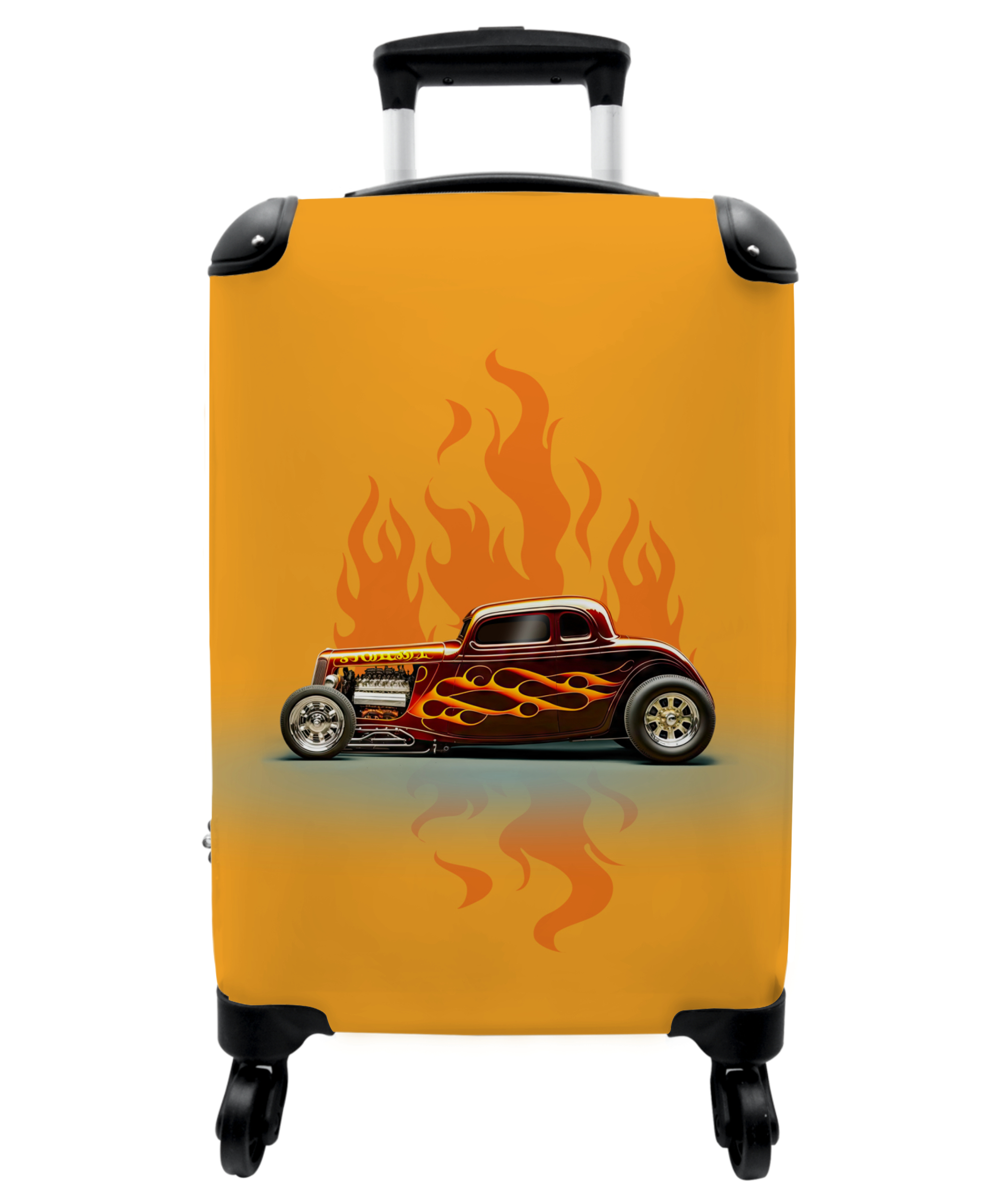 Koffer - Auto - Vlammen - Rood - Vintage