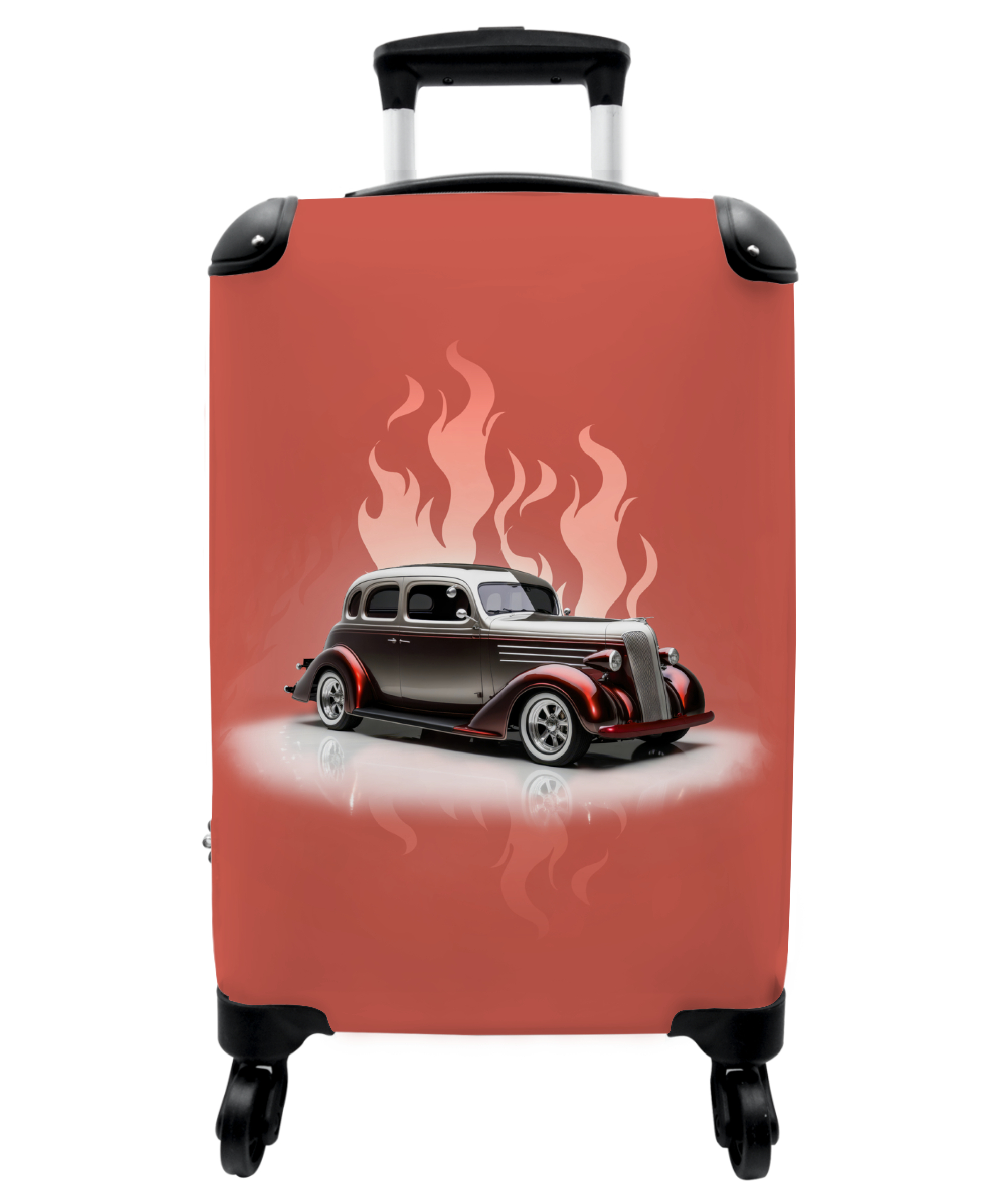 Koffer - Auto - Roze - Vintage - Vlammen