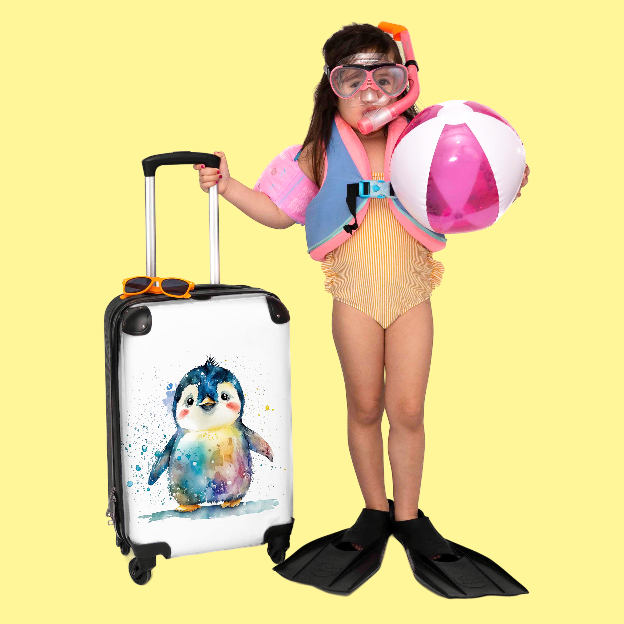 Koffer - Pinguïn - Regenboog - Waterverf - Dieren - Kinderen-thumbnail-3