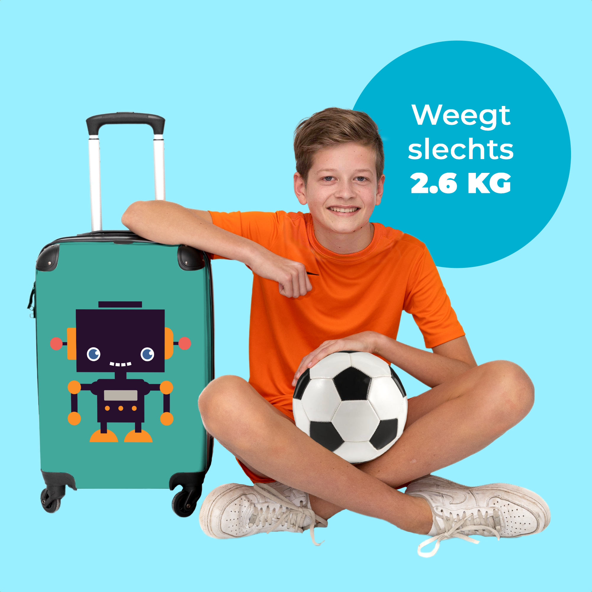 Koffer - Robot - Groen - Antenne - Oranje - Kinderen-thumbnail-4