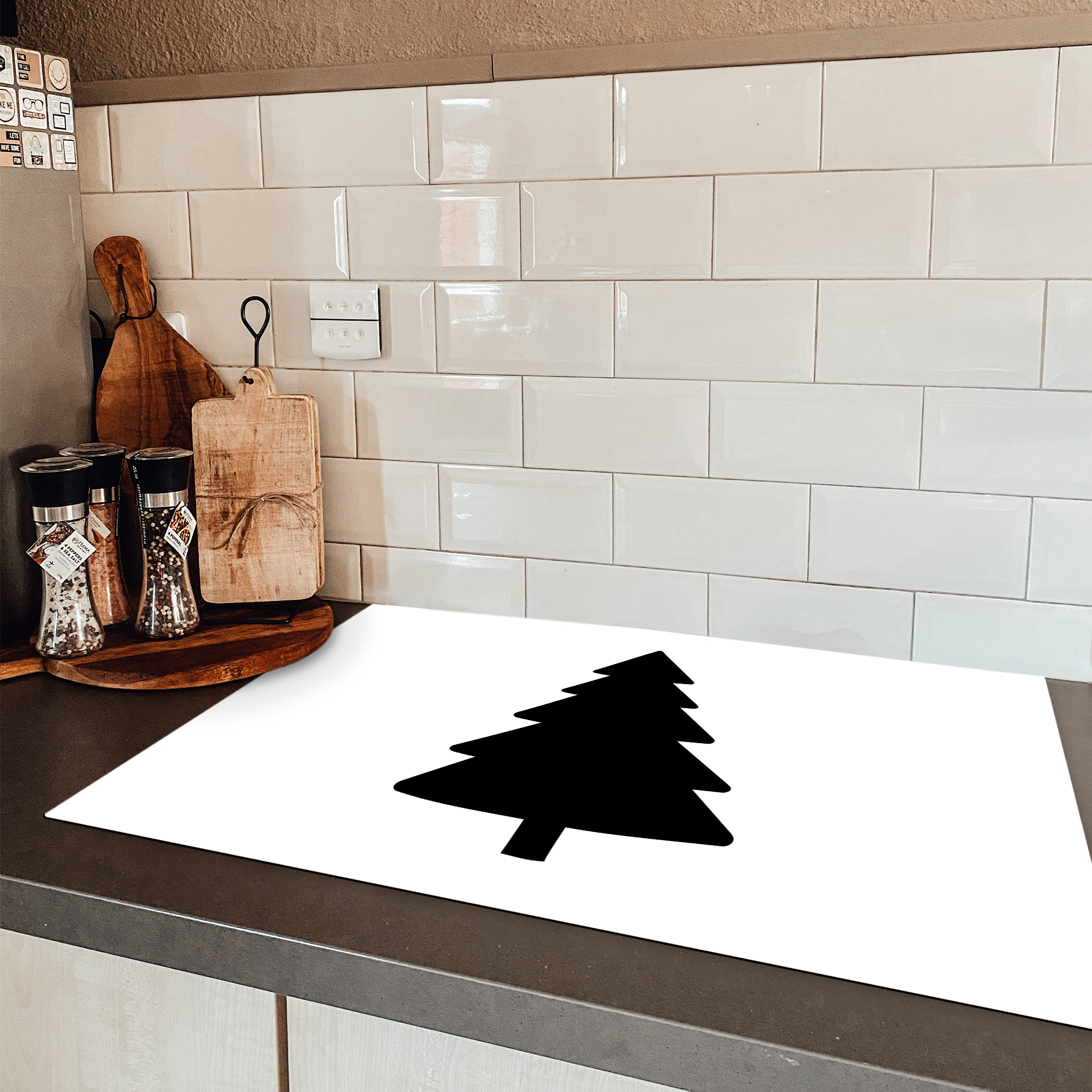 Inductiebeschermer - Kerstboom - Zwart - Kerstmis - Feest-3