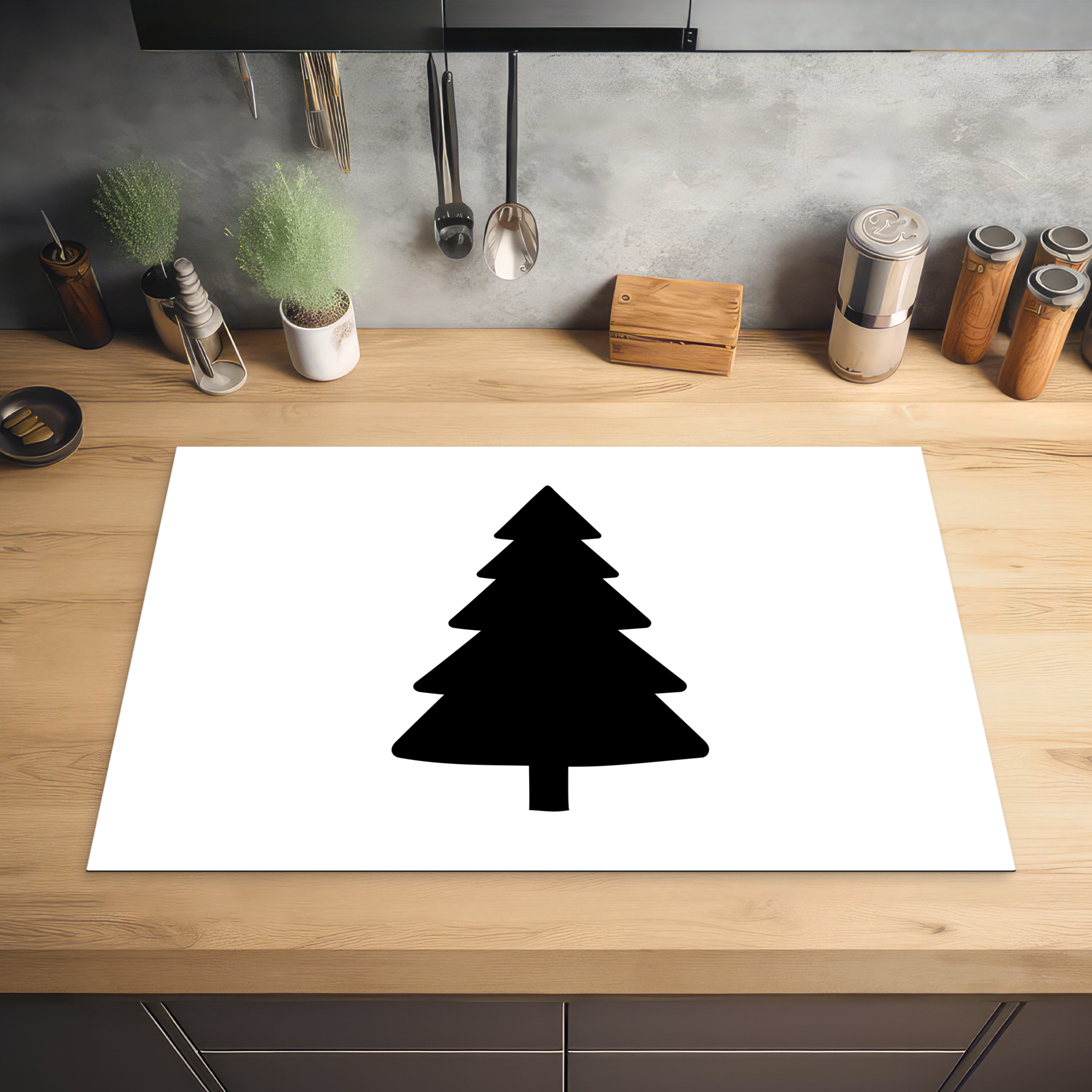 Inductiebeschermer - Kerstboom - Zwart - Kerstmis - Feest-2