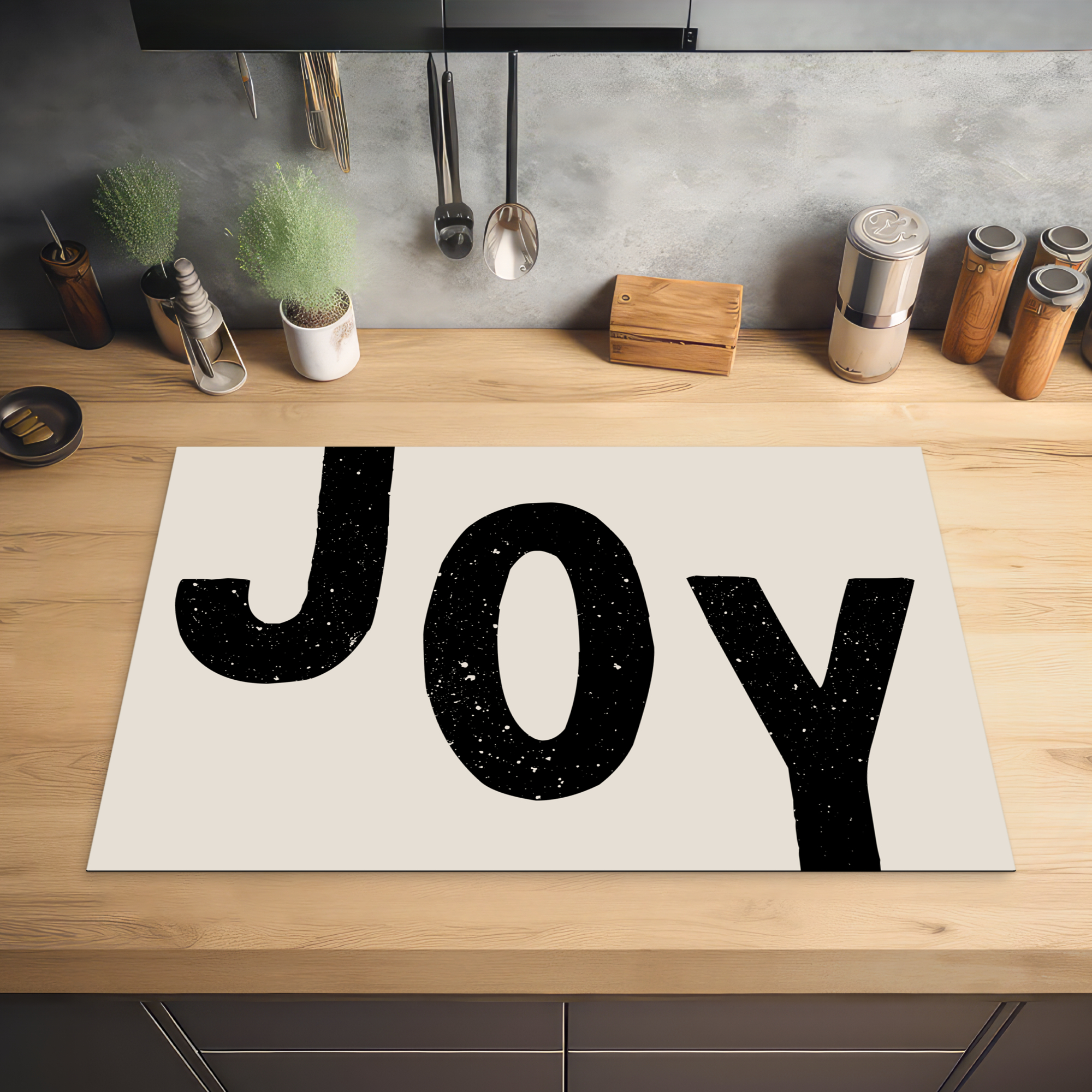 Inductiebeschermer - Kerst - Quote - Joy - Zwart - Feestdagen-2