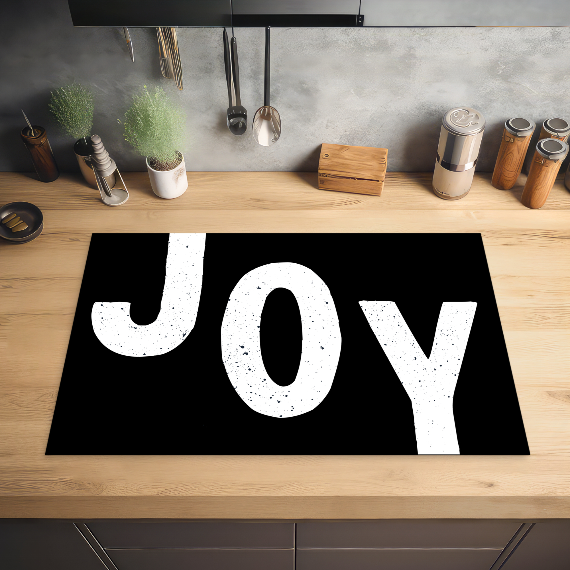 Inductiebeschermer - Kerstmis - Quotes - Joy - Zwart - Feest-2