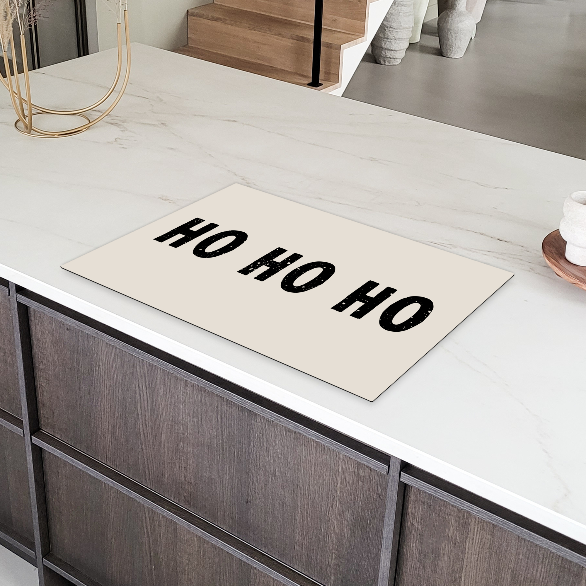 Inductiebeschermer - Kerstmis - Ho ho ho - Spreuken - Beige - Kerstman-4