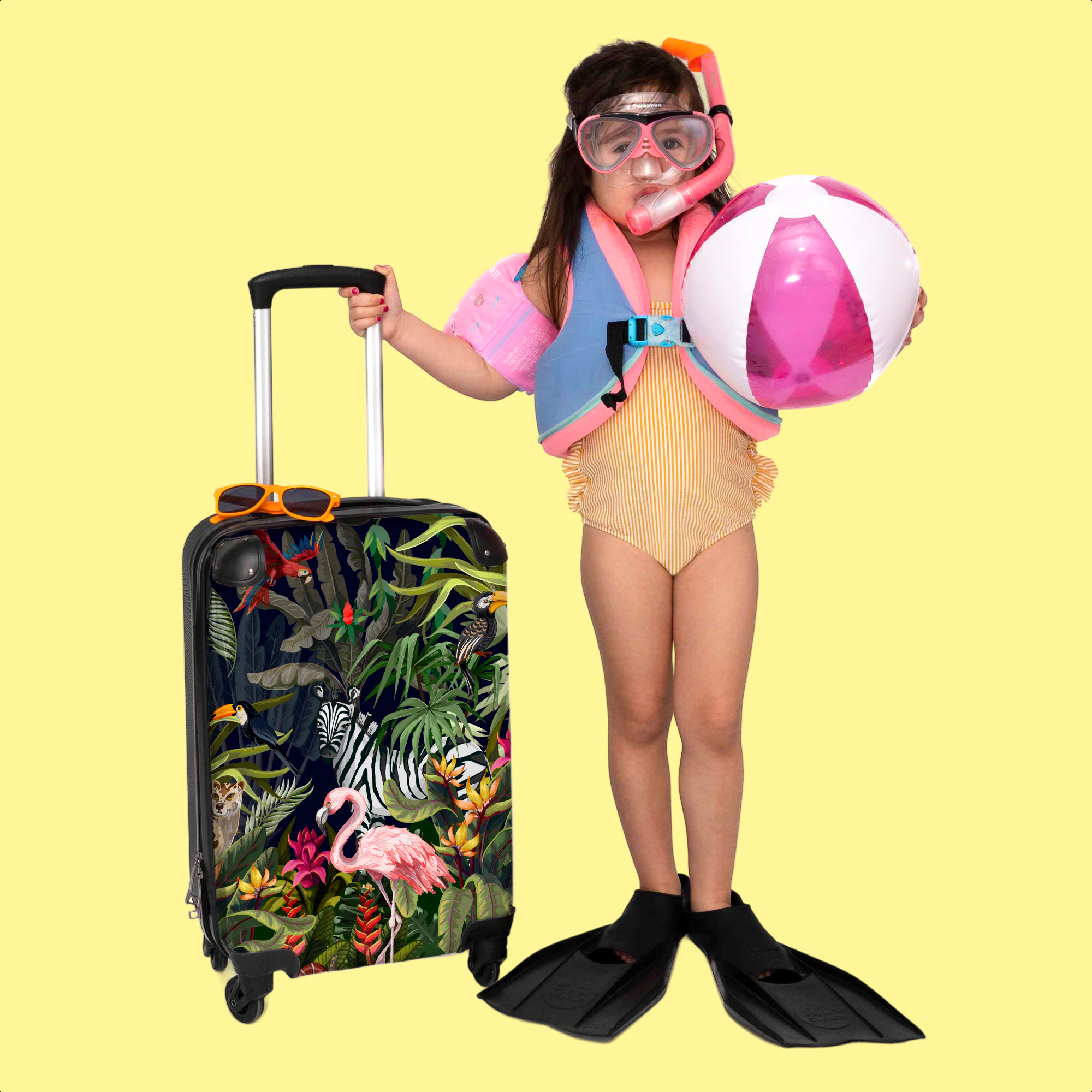 Koffer - Jungle dieren - Natuur - Jongens - Meisjes - Flamingo - Zebra-3