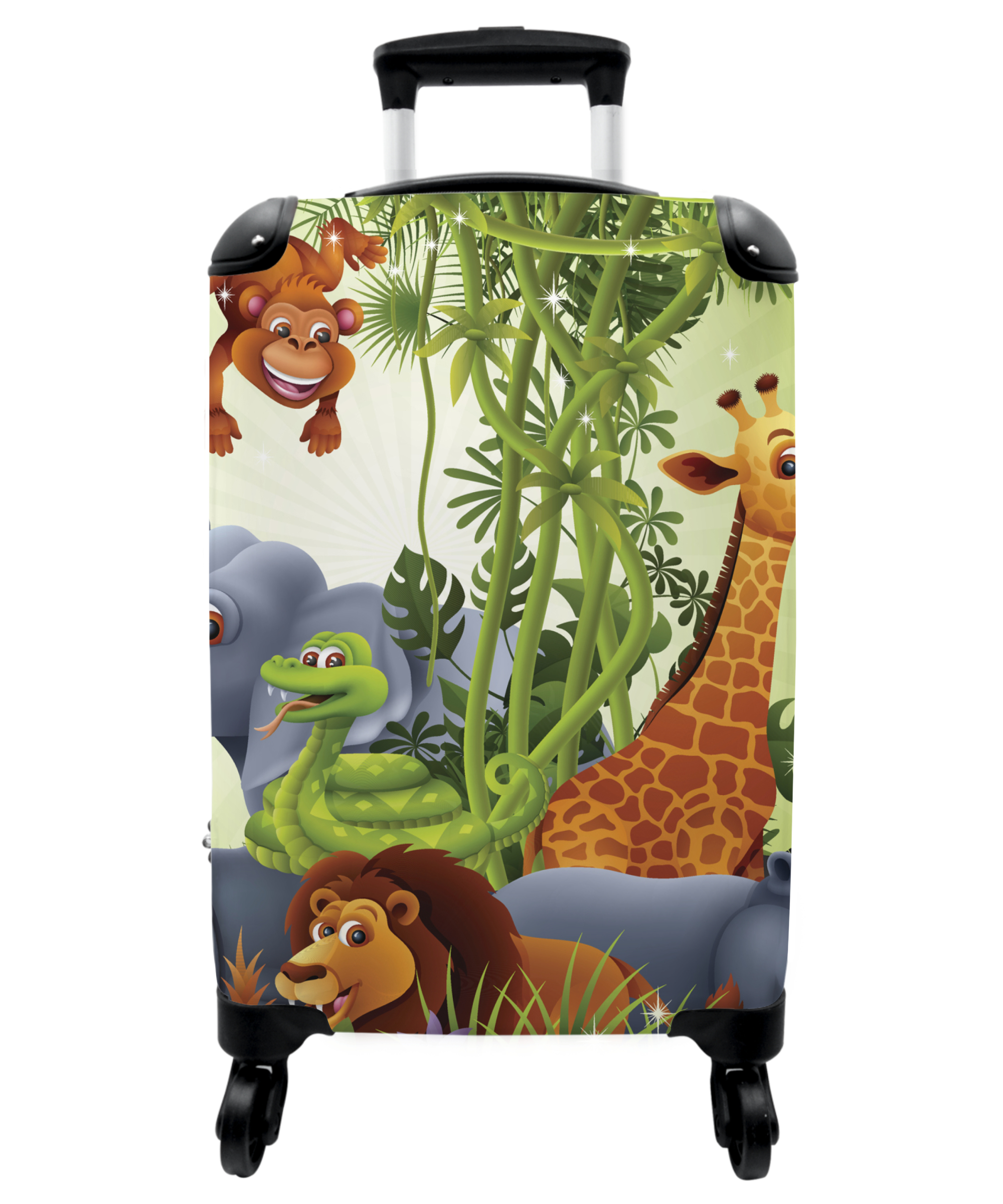 Koffer - Jungle dieren - Planten - Kinderen - Olifant - Giraf - Leeuw