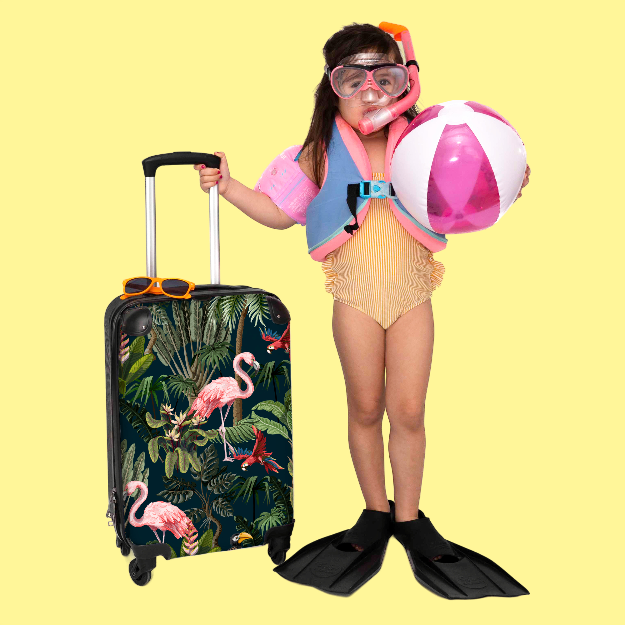 Koffer - Jungledieren - Patroon - Kinderen - Flamingo - Papegaai - Kids-3
