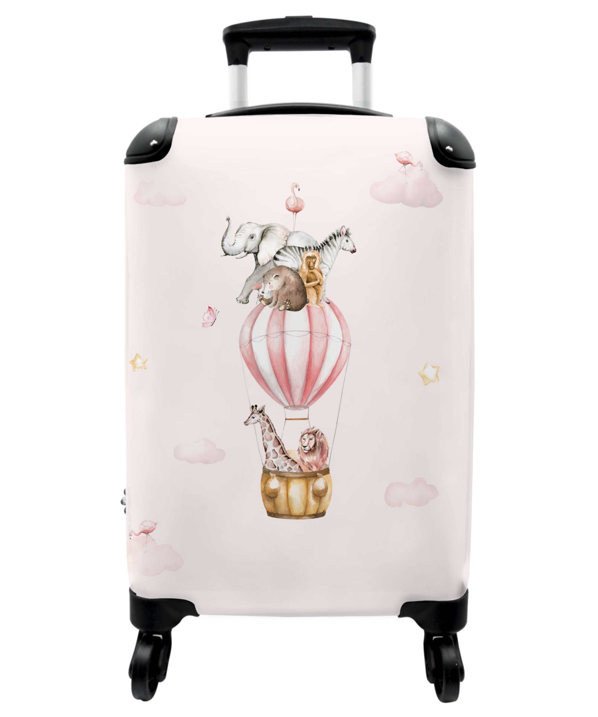 Koffer - Luchtballon - Dieren - Roze - Meisje - Leeuw-1