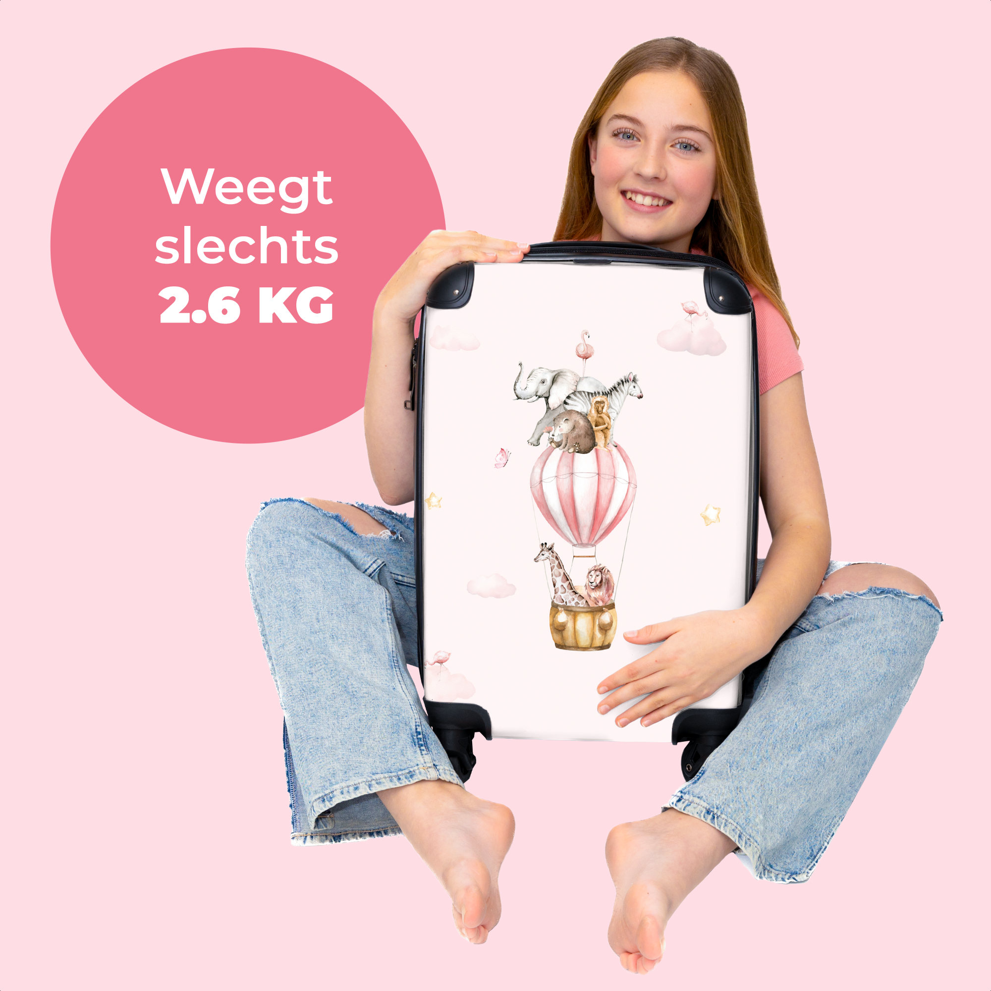Koffer - Luchtballon - Dieren - Roze - Meisje - Leeuw-thumbnail-4