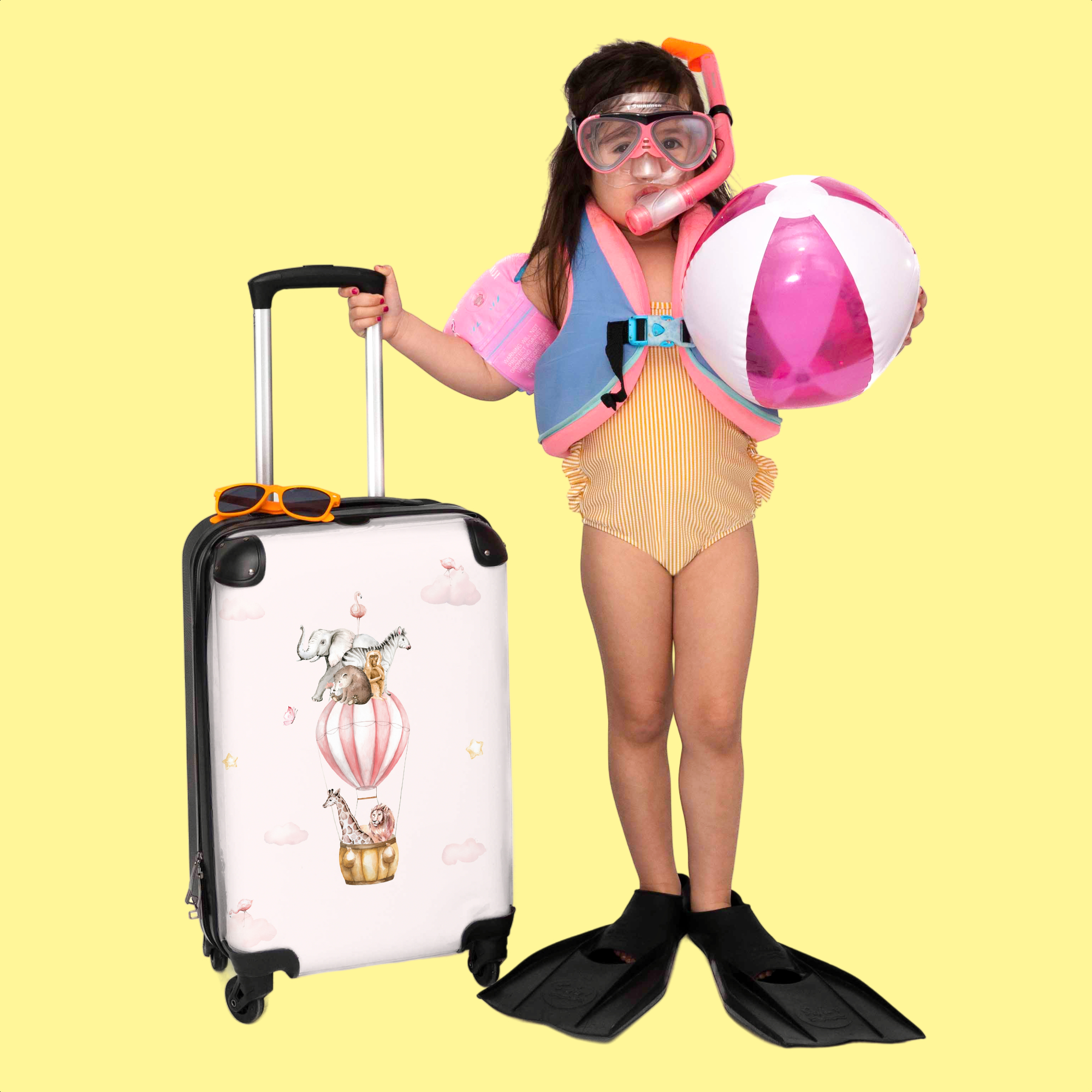 Koffer - Luchtballon - Dieren - Roze - Meisje - Leeuw-3