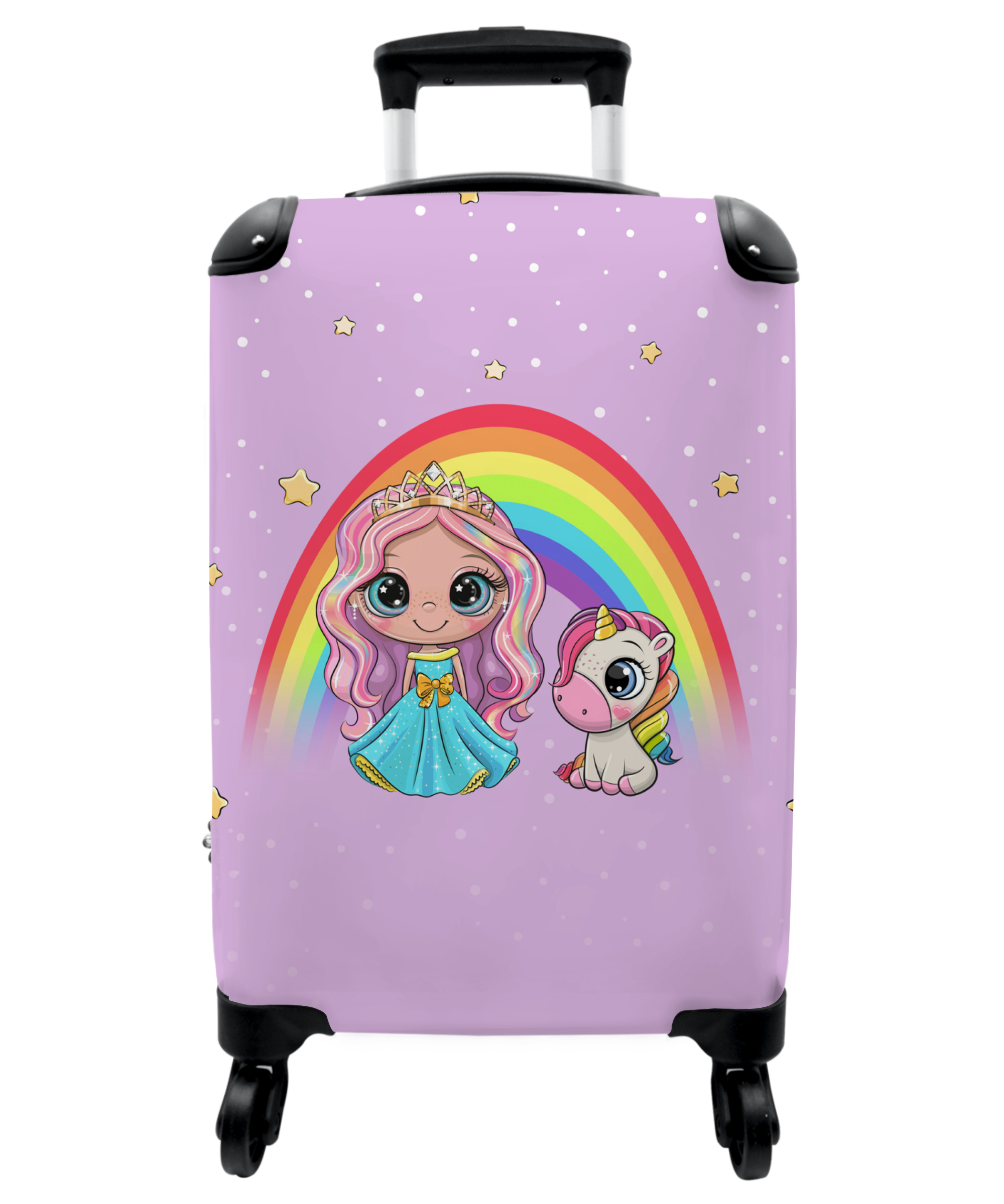 Koffer - Unicorn - Prinses - Regenboog - Paars - Stippen