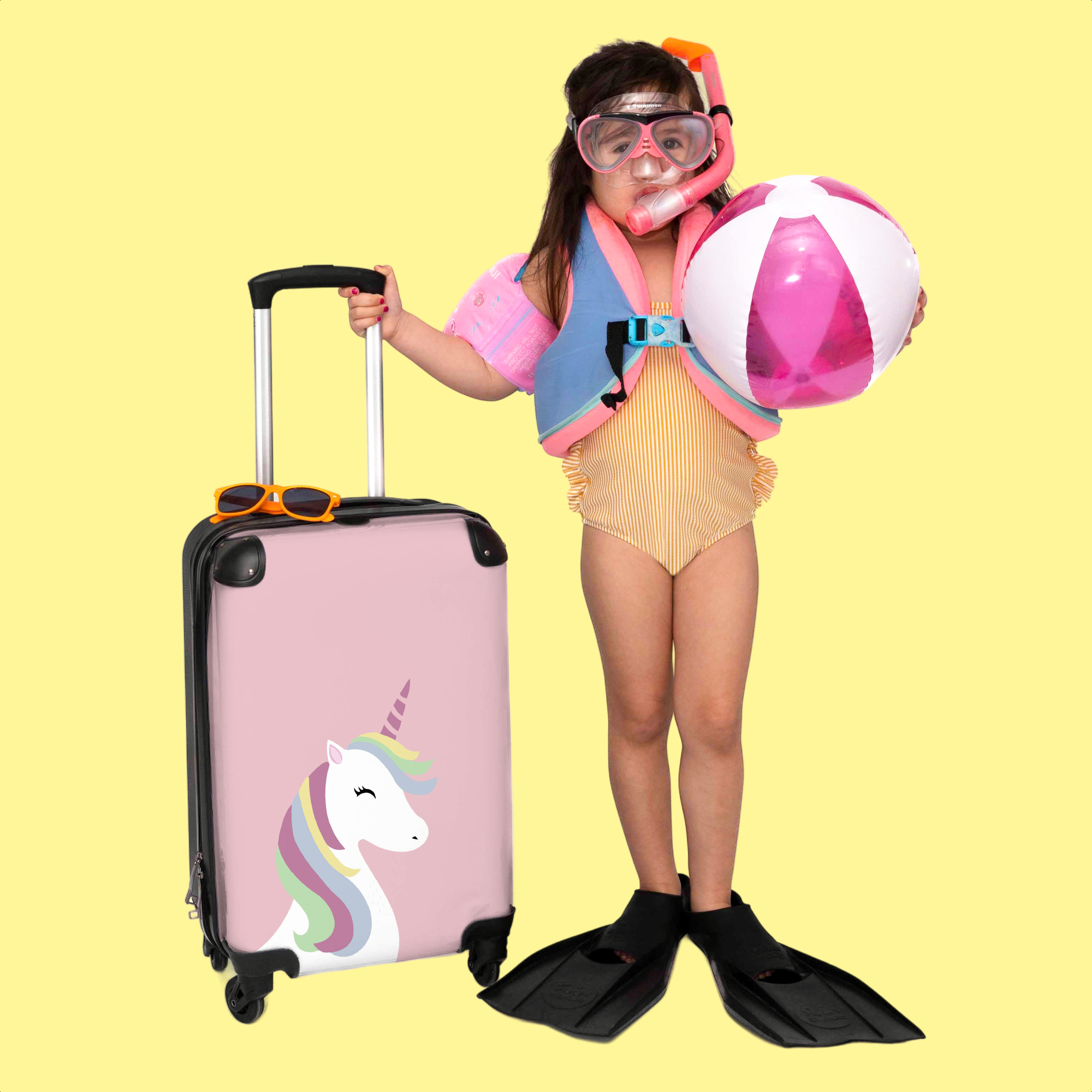 Koffer - Eenhoorn - Regenboog - Pastel - Roze - Meisjes-3