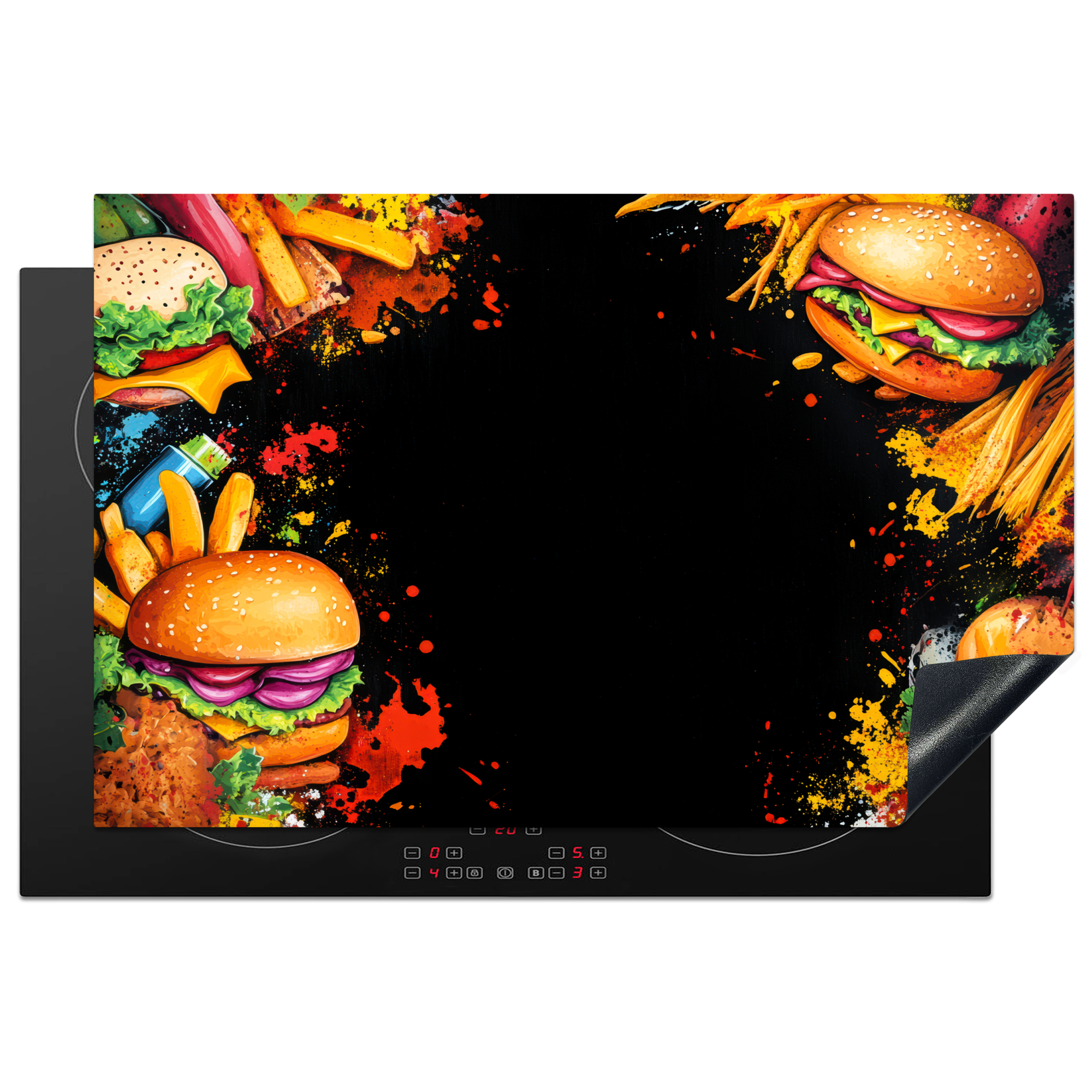 Inductiebeschermer - Fastfood - Graffiti - Hamburger - Eten - Modern