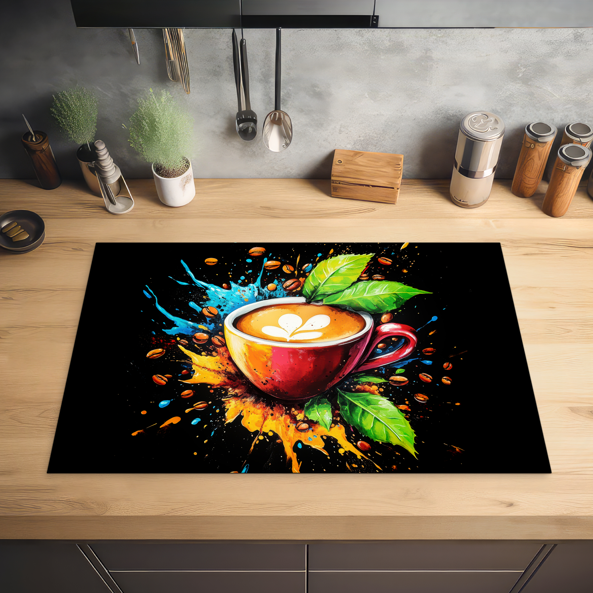 Inductiebeschermer - Koffie - Graffiti - Drinken - Abstract-2