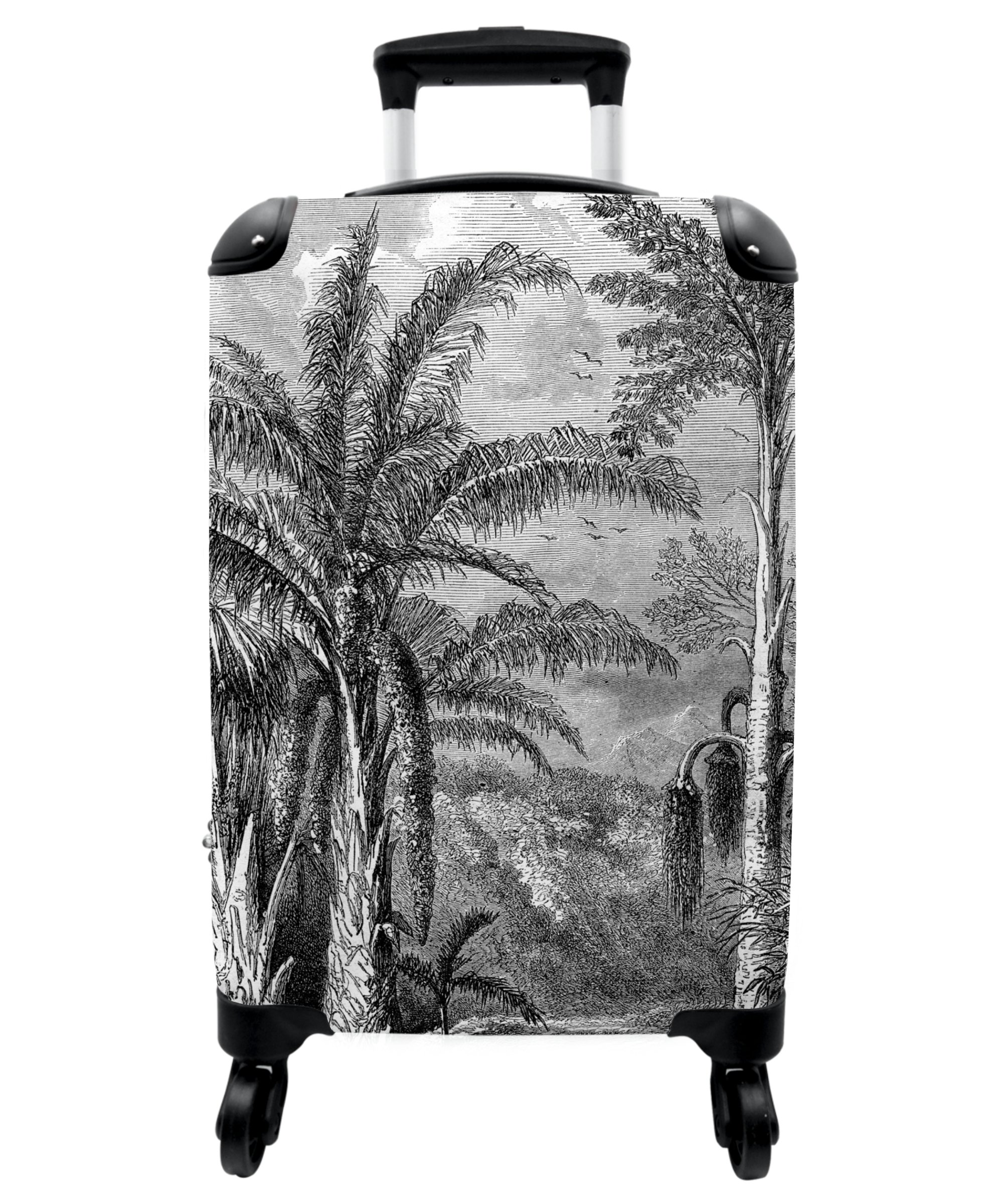 Koffer - Vintage - Jungle - Palmboom - Zwart wit - Natuur-thumbnail-1