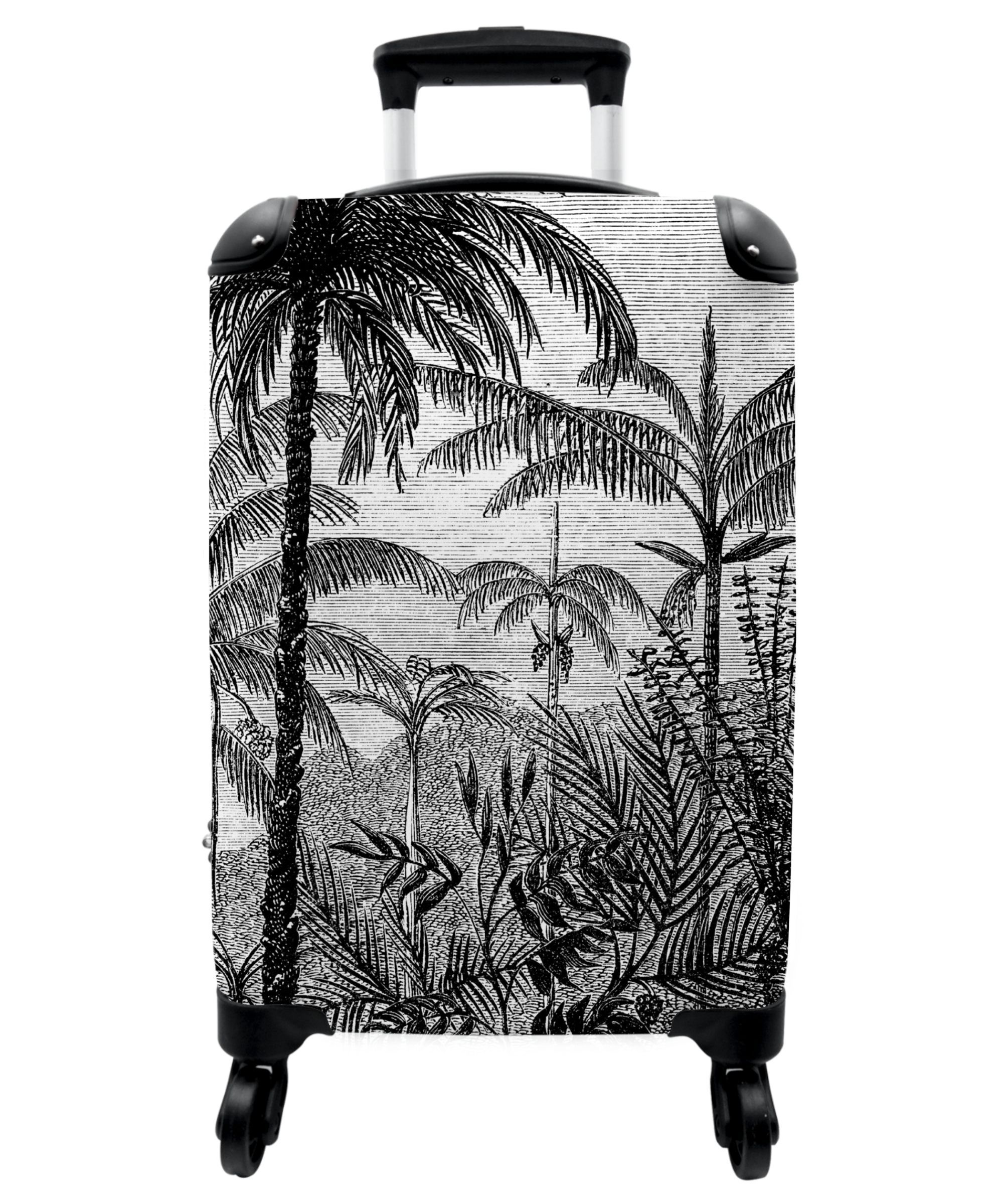 Koffer - Jungle - Palmboom - Vintage - Zwart wit-1