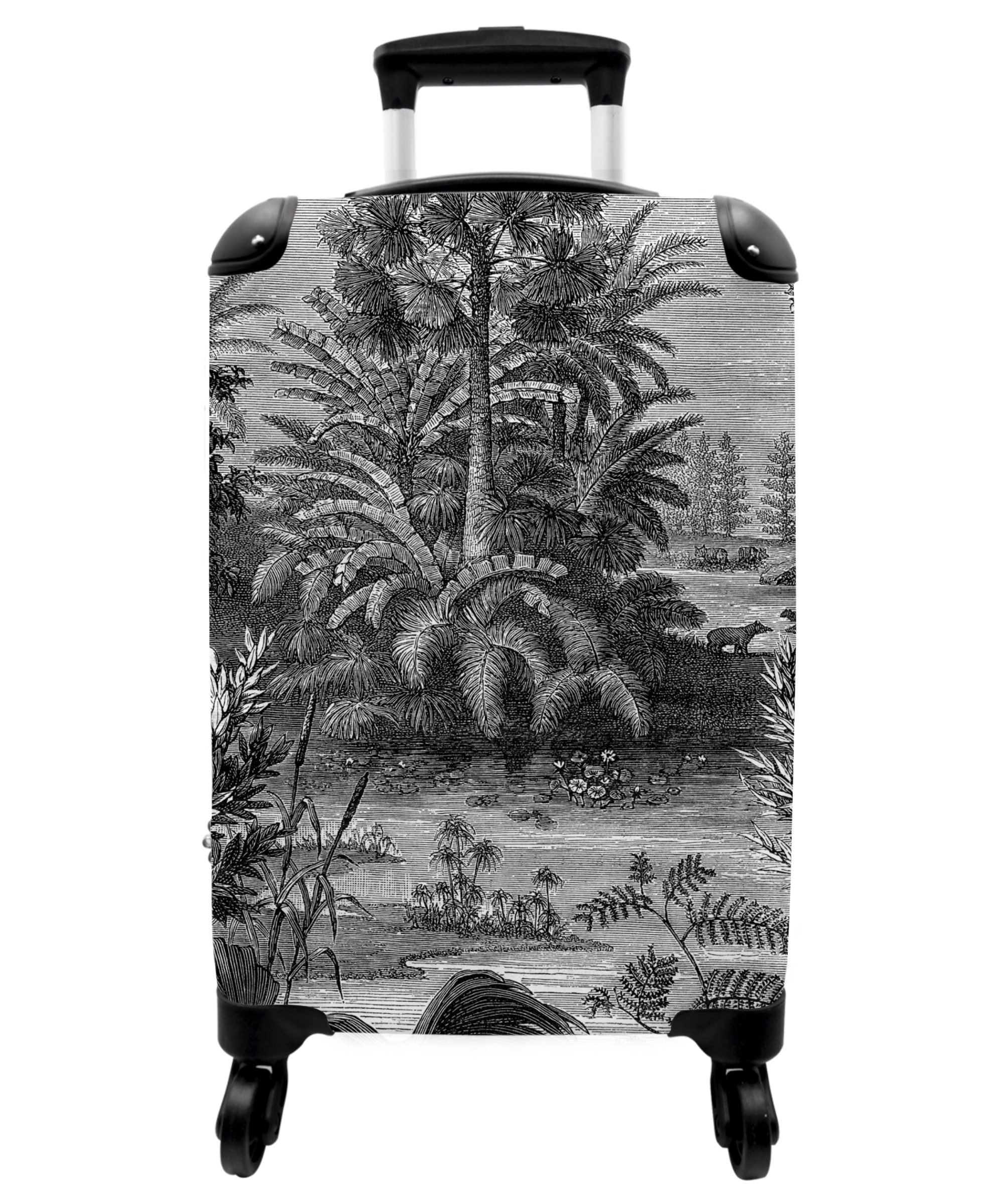 Koffer - Vintage - Jungle - Planten - Bladeren - Zwart wit