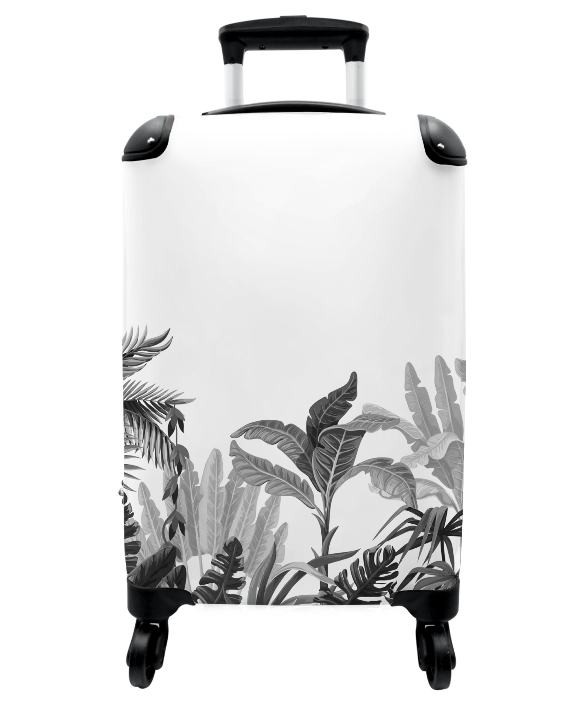 Koffer - Bladeren - Tropisch - Vintage - Zwart wit - Planten-1